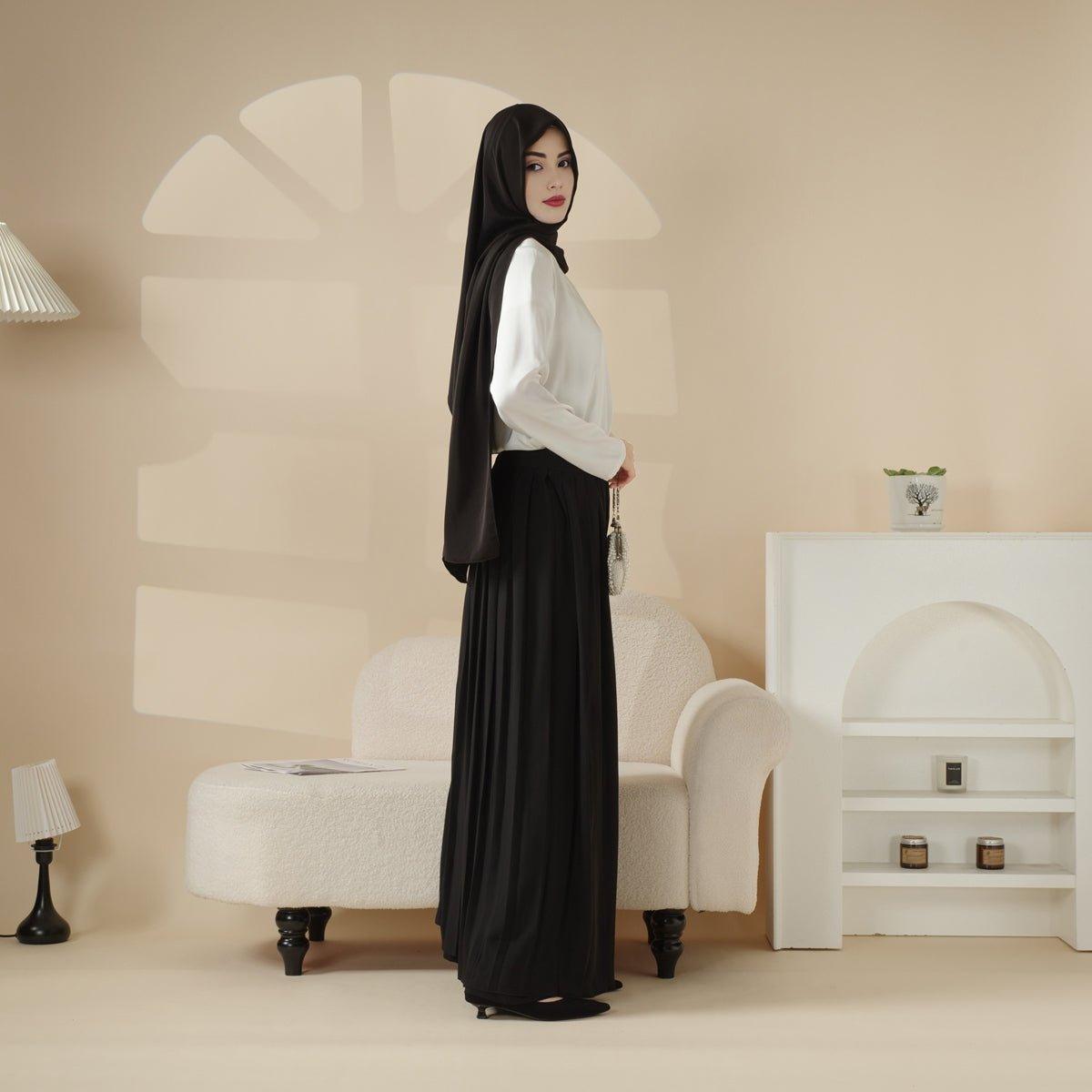 Mariam's Collection Pleated Overskirt, Wide-Cut Pants & Matching Hijab Set (MS025) — detail shot 8