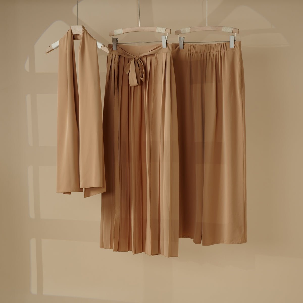 Mariam's Collection Pleated Overskirt, Wide-Cut Pants & Matching Hijab Set (MS025) — detail shot 6