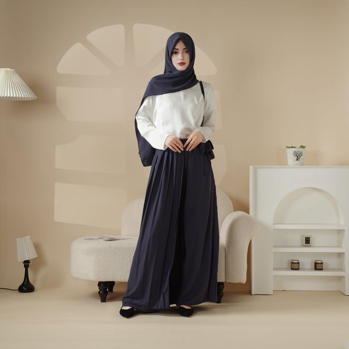 Mariam's Collection Pleated Overskirt, Wide-Cut Pants & Matching Hijab Set (MS025) — feature highlight