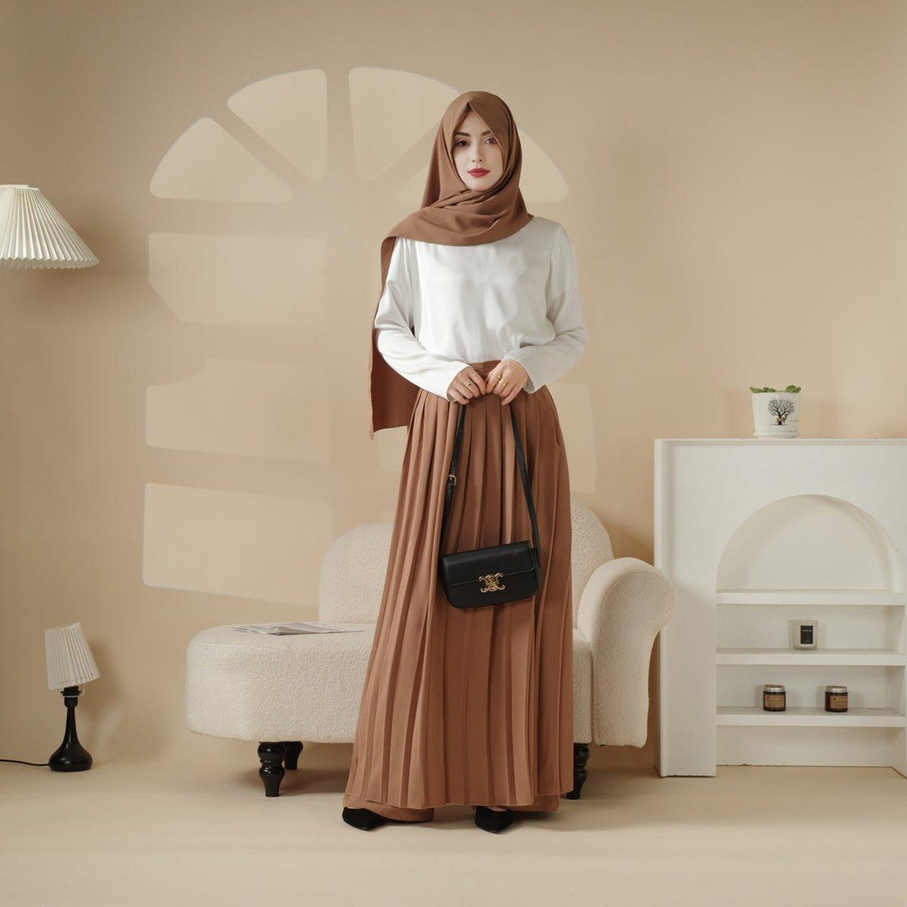 Mariam's Collection Pleated Overskirt, Wide-Cut Pants & Matching Hijab Set (MS025) — detail shot 10
