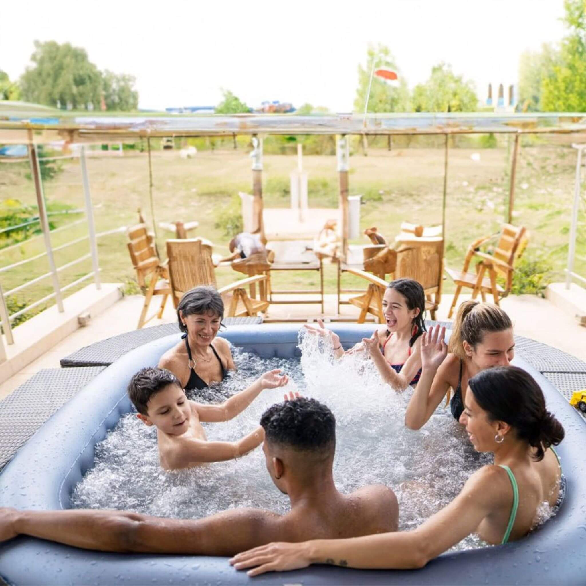 MSpa Tekapo Comfort Series Six-Person Inflatable Square Bubble Spa Hot Tub With 132 Bubble Jets [C-TE062] (SAK80641) – SAKSBY