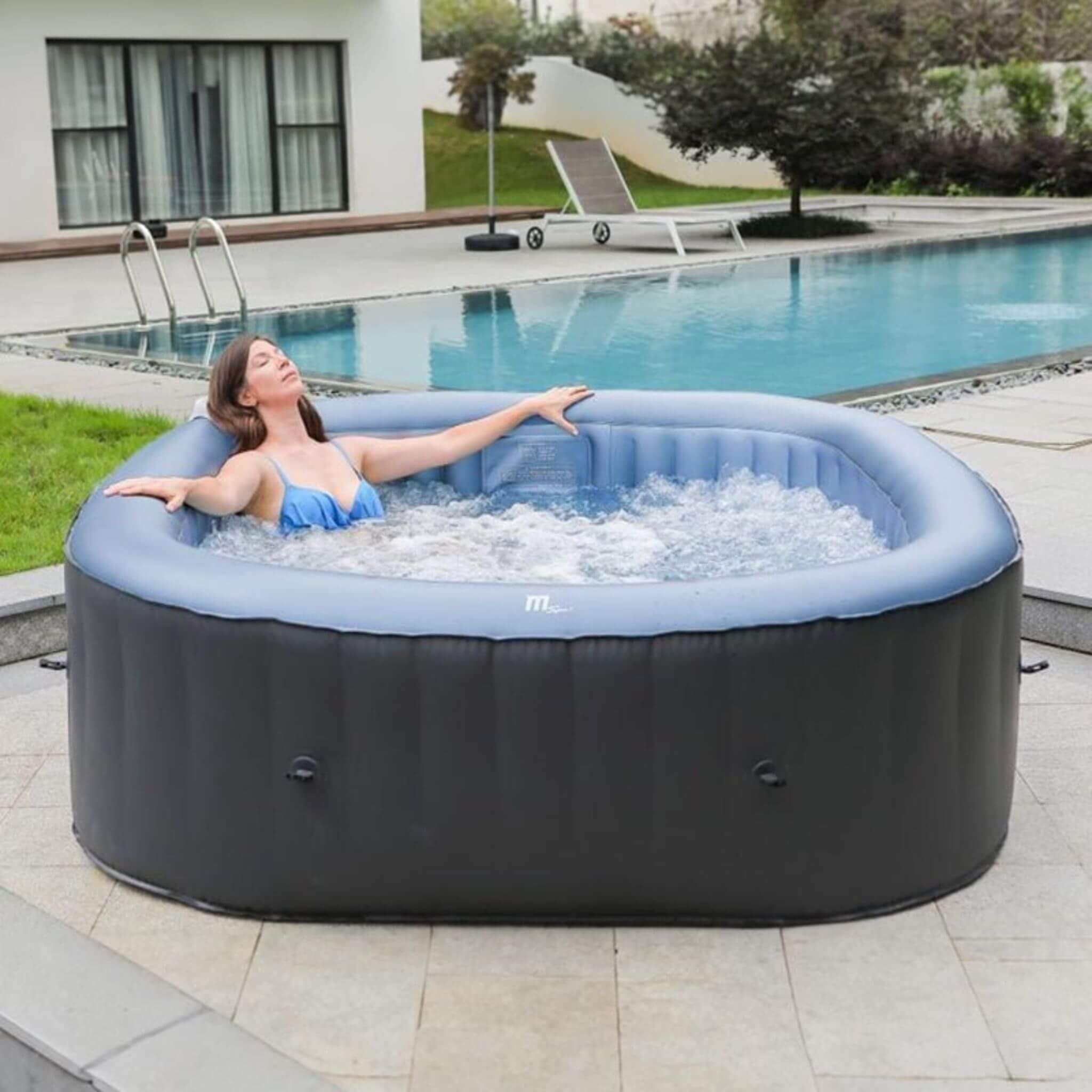 MSpa Tekapo Comfort Series Six-Person Inflatable Square Bubble Spa Hot Tub With 132 Bubble Jets [C-TE062] (SAK80641) – SAKSBY
