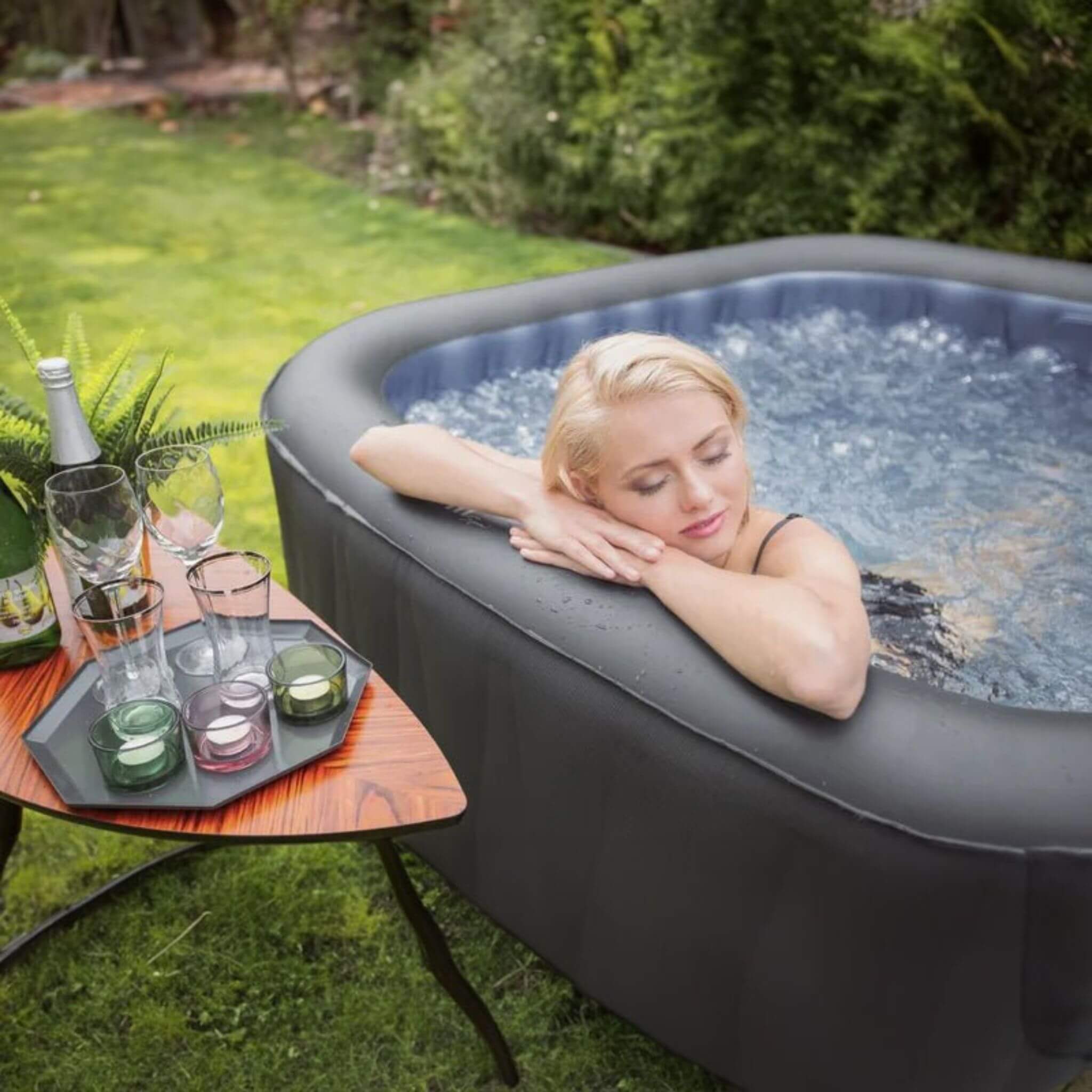 MSpa Tekapo Comfort Series Six-Person Inflatable Square Bubble Spa Hot Tub With 132 Bubble Jets [C-TE062] (SAK80641) – SAKSBY