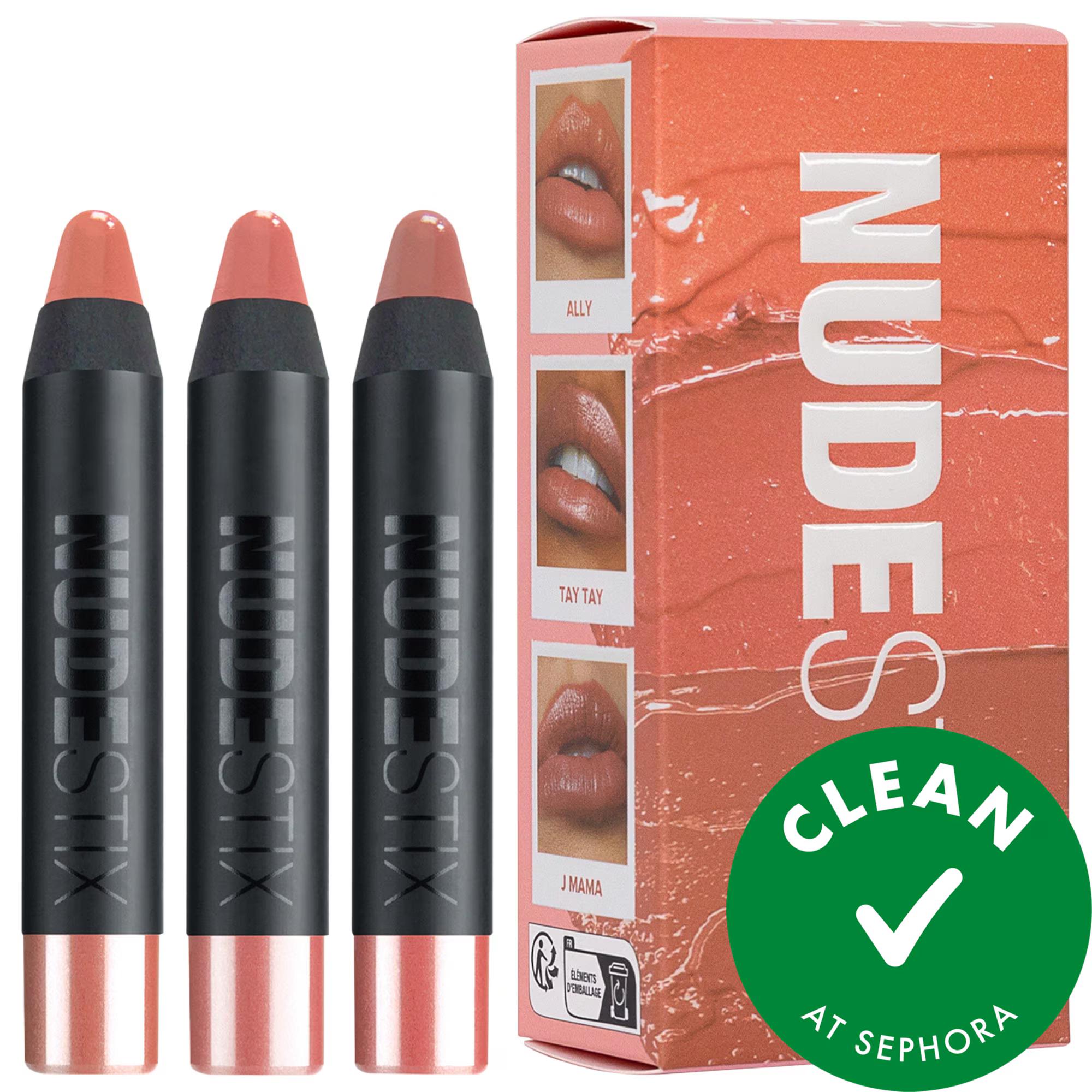 NUDESTIX Mini Nude Natural Lips Kit - Limited Edition Lip & Cheek Color Balms, Vegan, Cruelty-Free, Gluten-Free