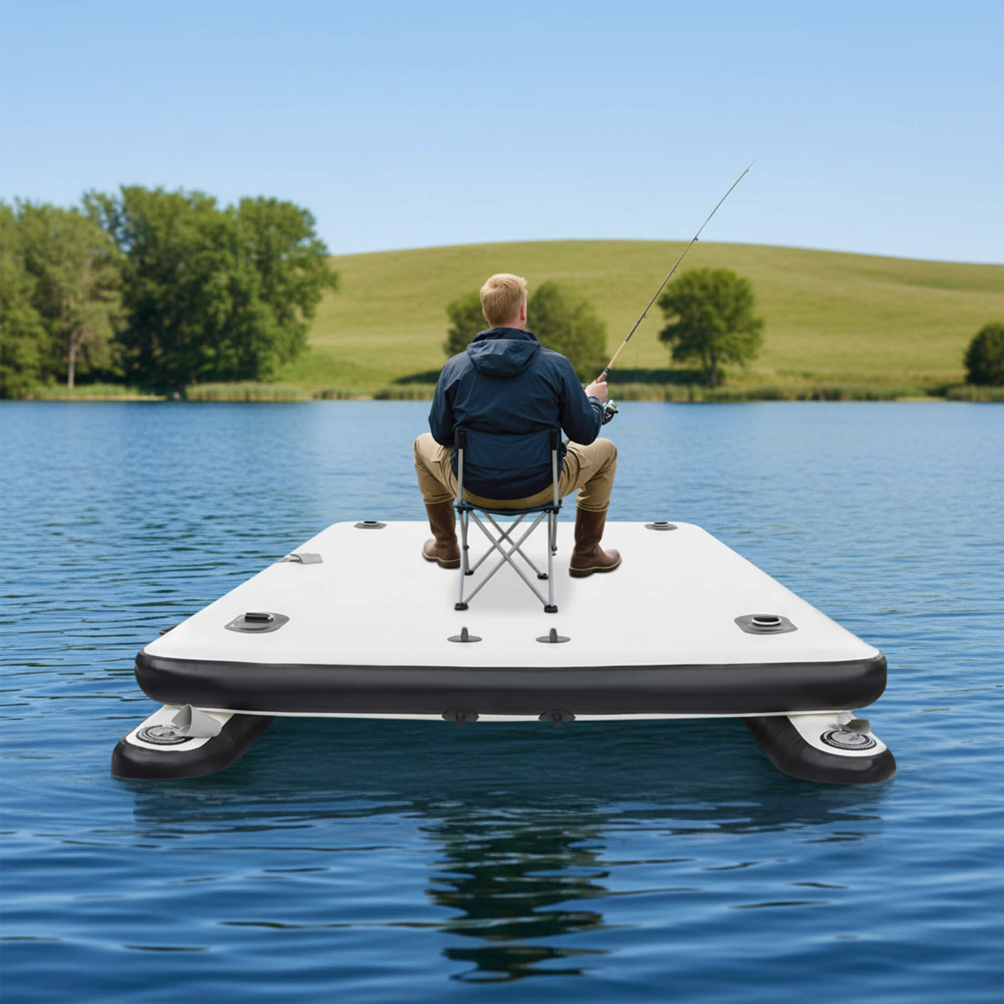 [05X08FT] Multi-Person Inflatable Floating Dock With Pump And D-Rings (SAK45918) – SAKSBY WHOLESALE, view 3