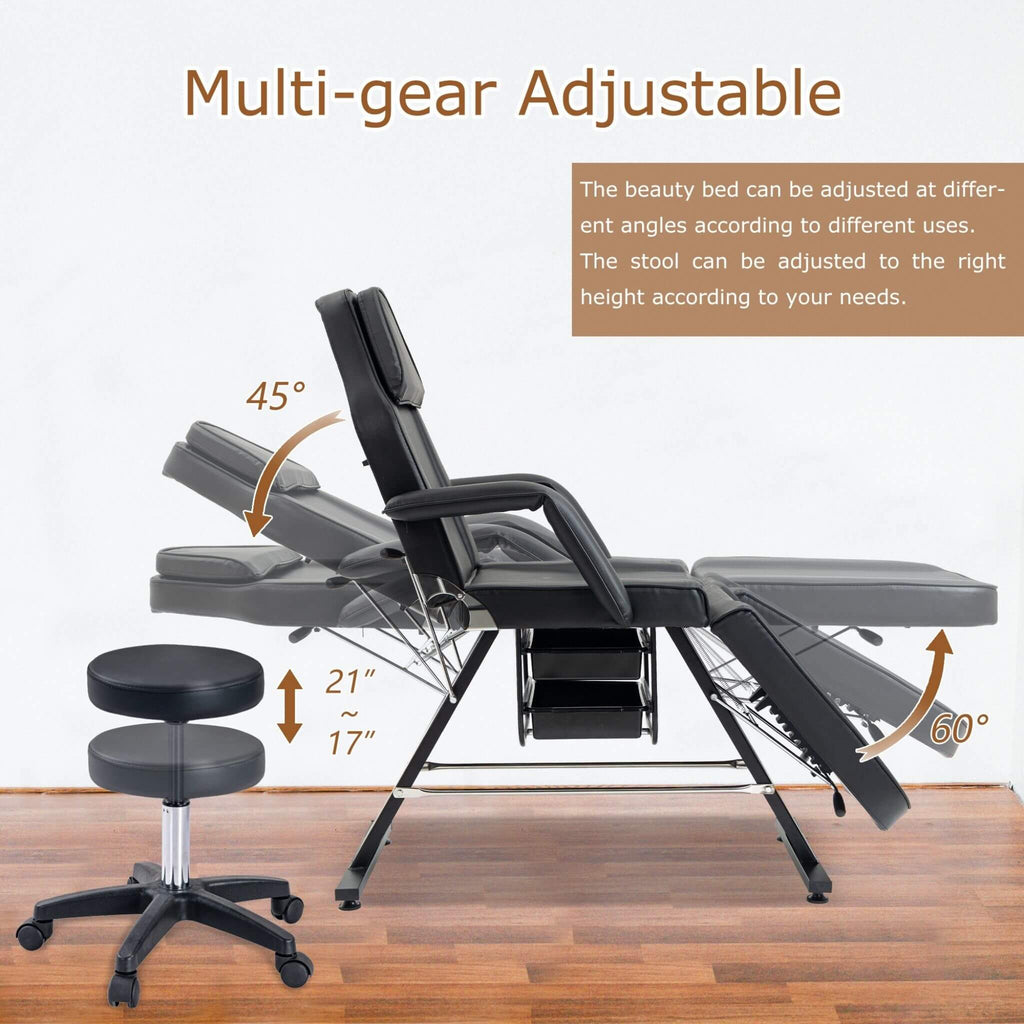 Multi-Purpose 3-Section Adjustable Massage Tattoo Chair With Stool (SAK35617) – SAKSBY WHOLESALE, view 8