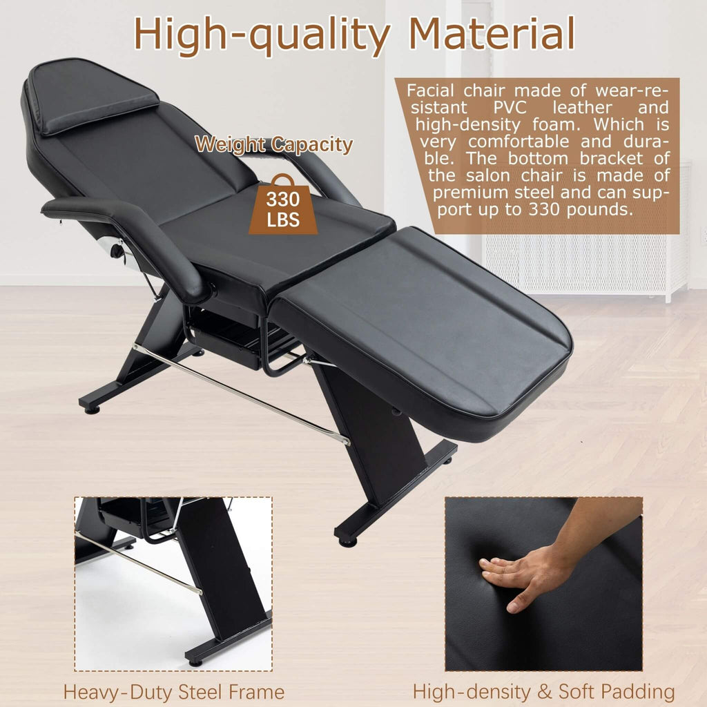 Multi-Purpose 3-Section Adjustable Massage Tattoo Chair With Stool (SAK35617) – SAKSBY WHOLESALE, view 5