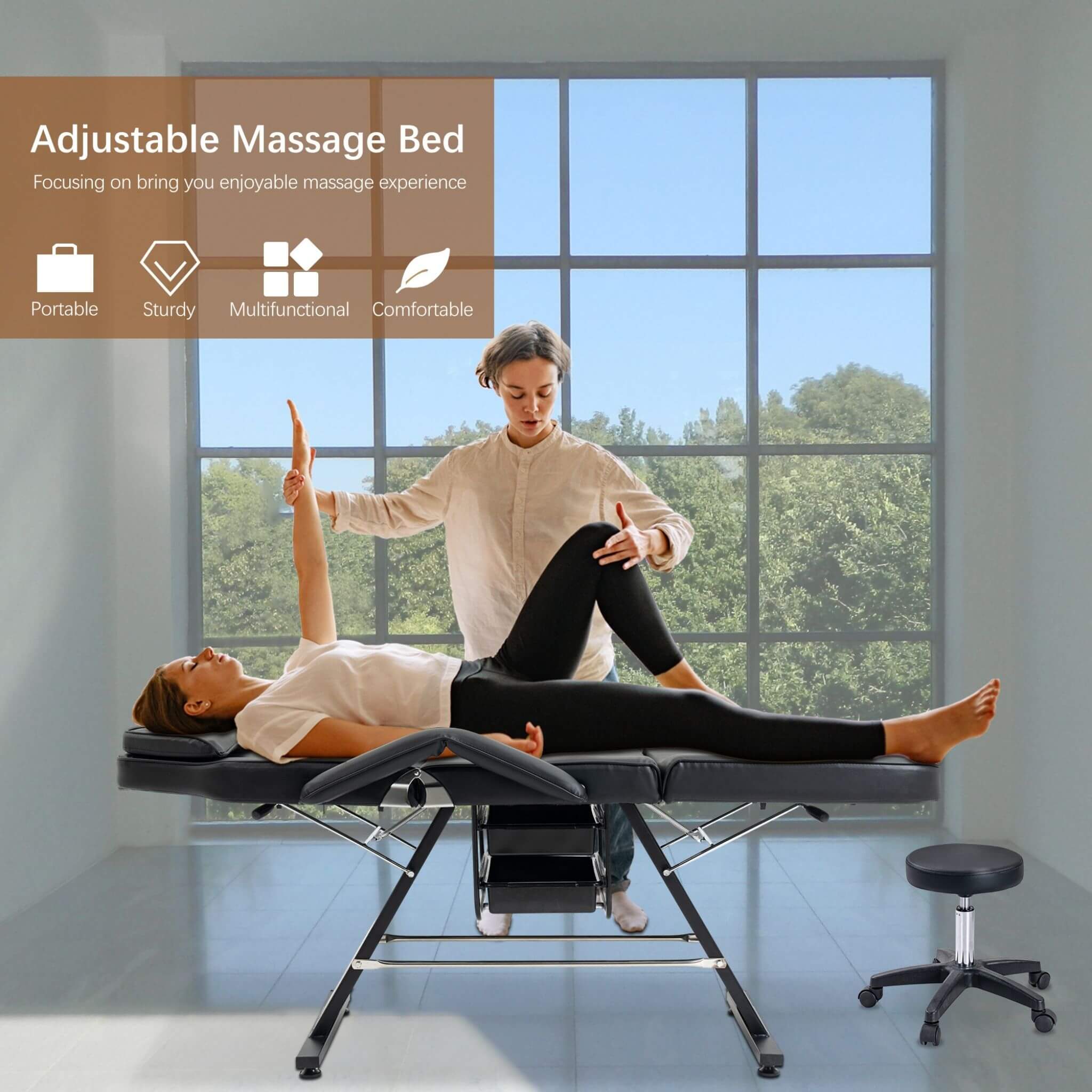 Multi-Purpose 3-Section Adjustable Massage Tattoo Chair With Stool (SAK35617) – SAKSBY WHOLESALE, view 4