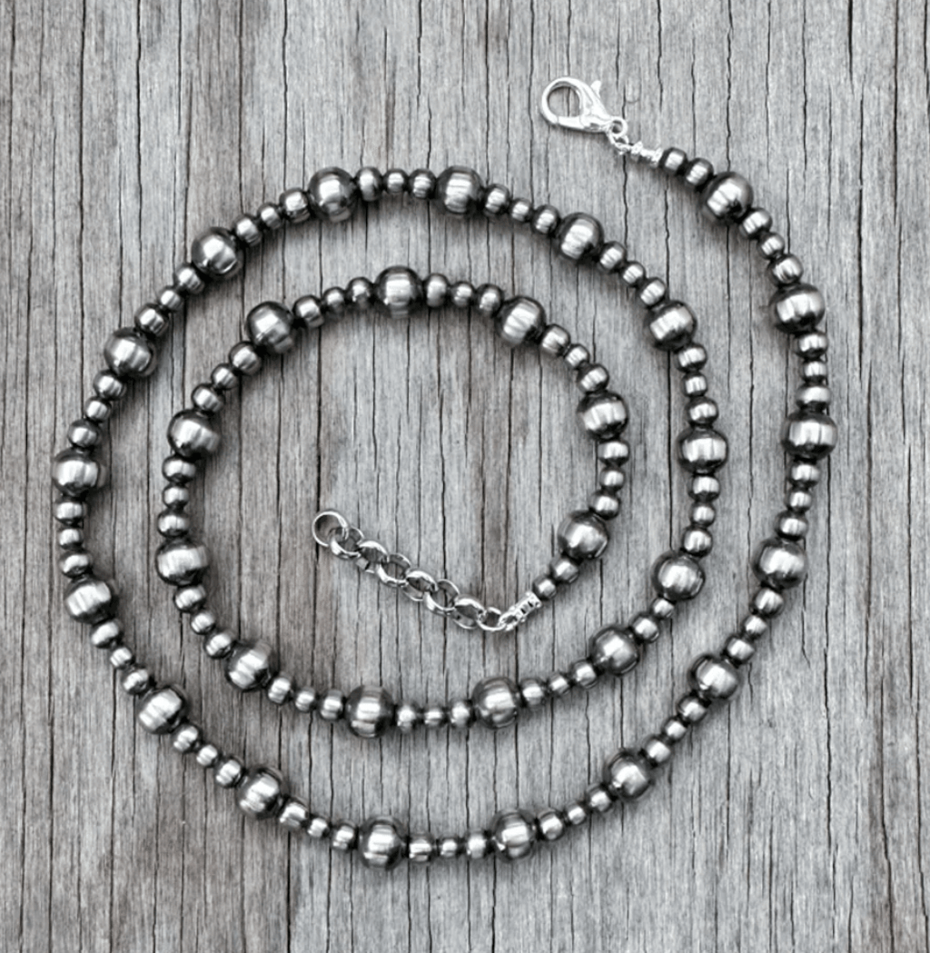 Wild Junkie Multi Size Silver Pearl Necklace — main product shot