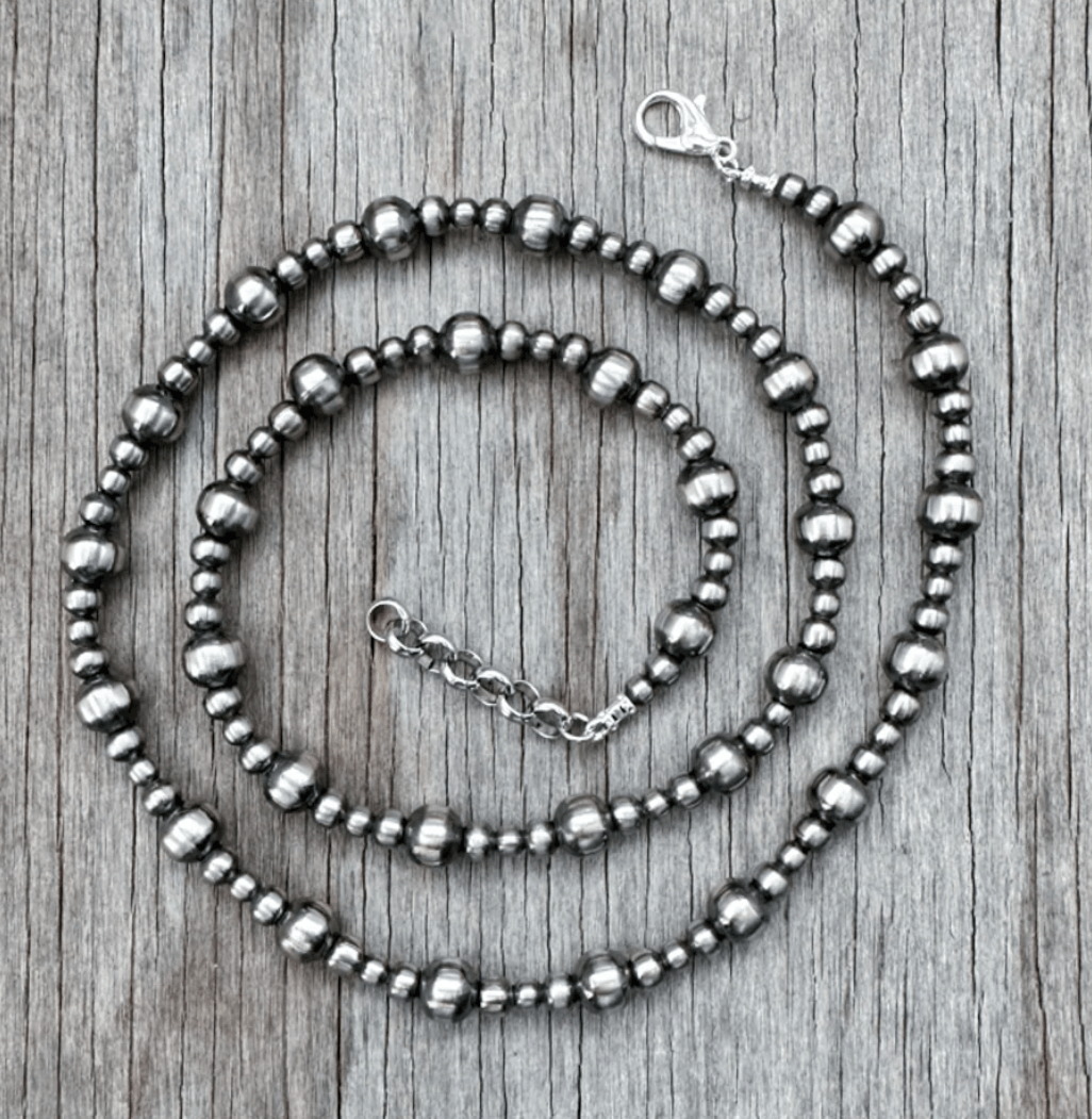 Wild Junkie Multi Size Silver Pearl Necklace — main product shot