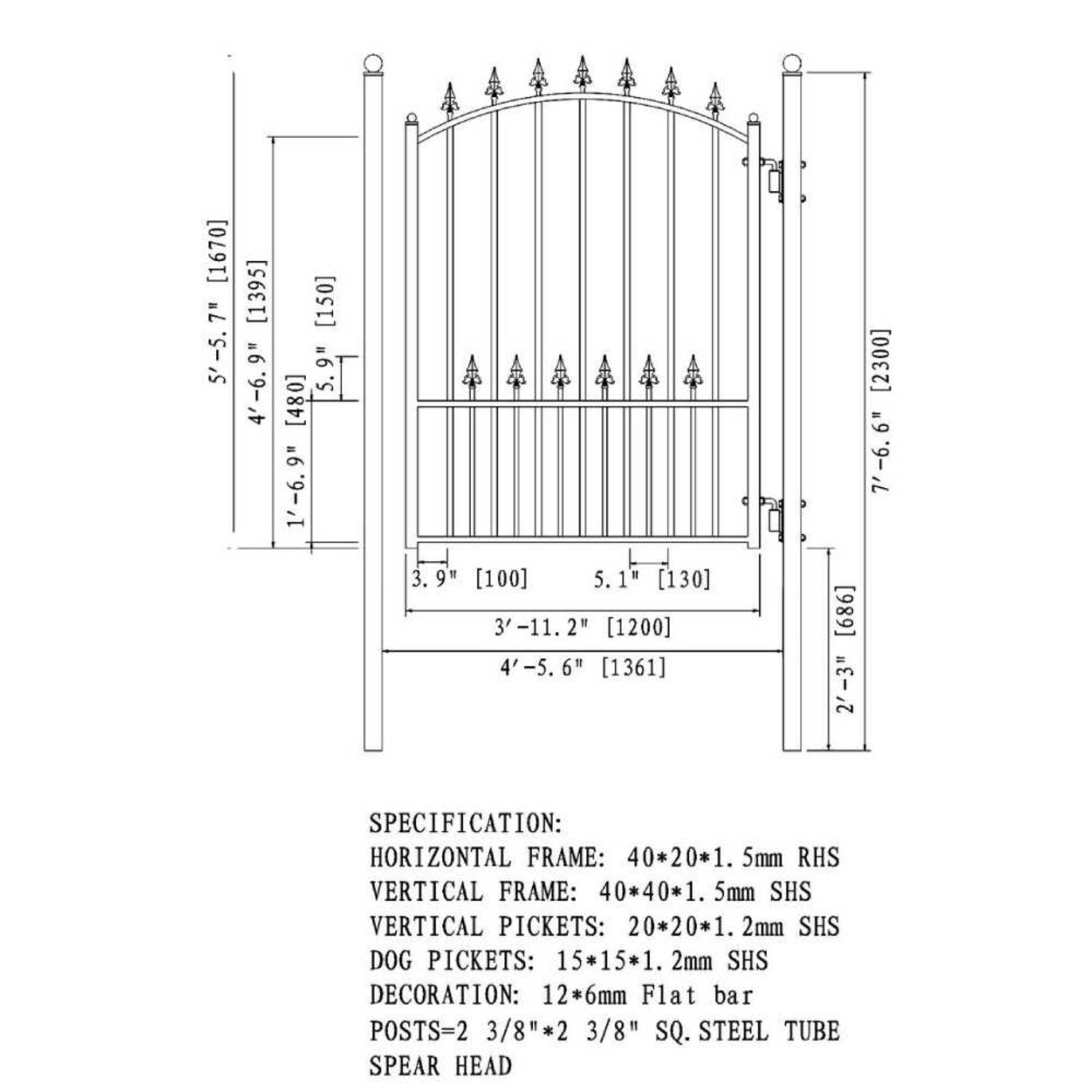 5FT Heavy-Duty Munich Powder-Coated Galvanized Steel Pedestrian Gate (SAK35824) – SAKSBY WHOLESALE, view 5