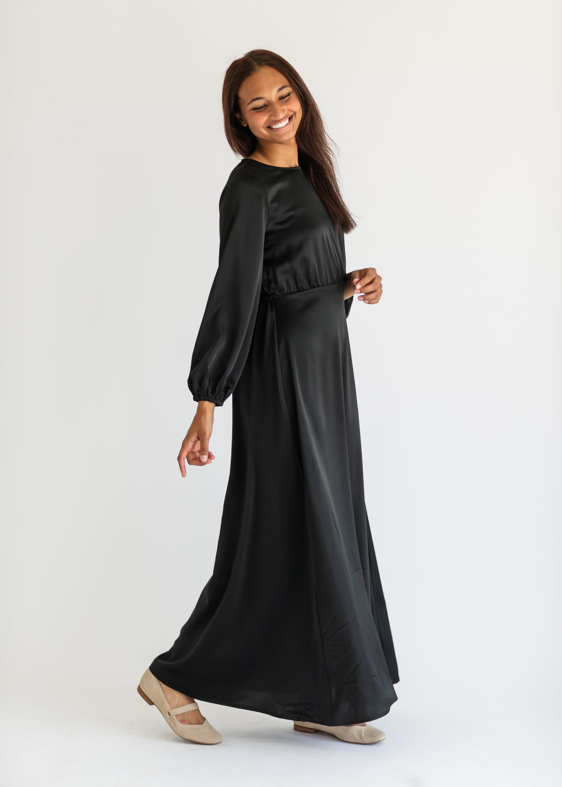 Inherit Co. Muriel Satin Maxi Dress - FINAL SALE — detail close-up