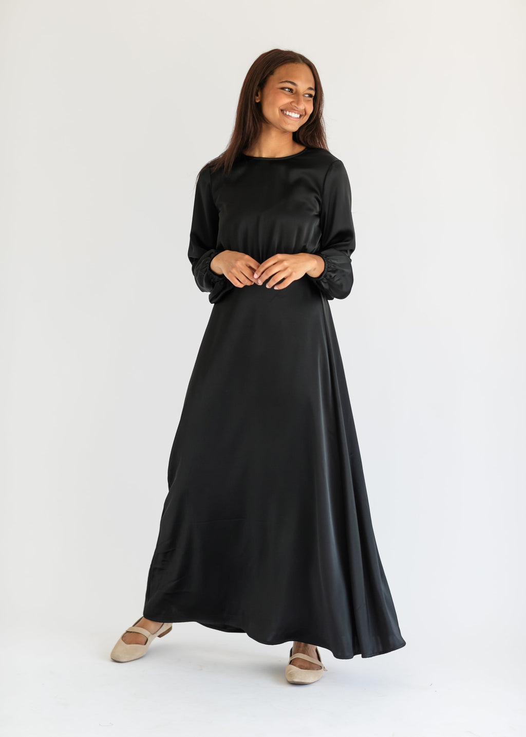 Inherit Co. Muriel Satin Maxi Dress - FINAL SALE — flat-lay composition
