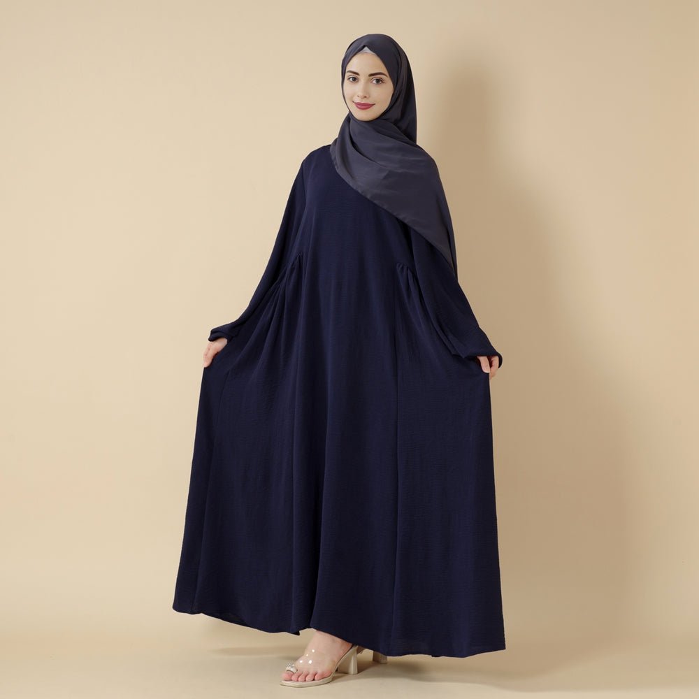 Mariam's Collection Relaxed Fit Lantern Sleeves Crepe Abaya (MA190) — flat-lay composition
