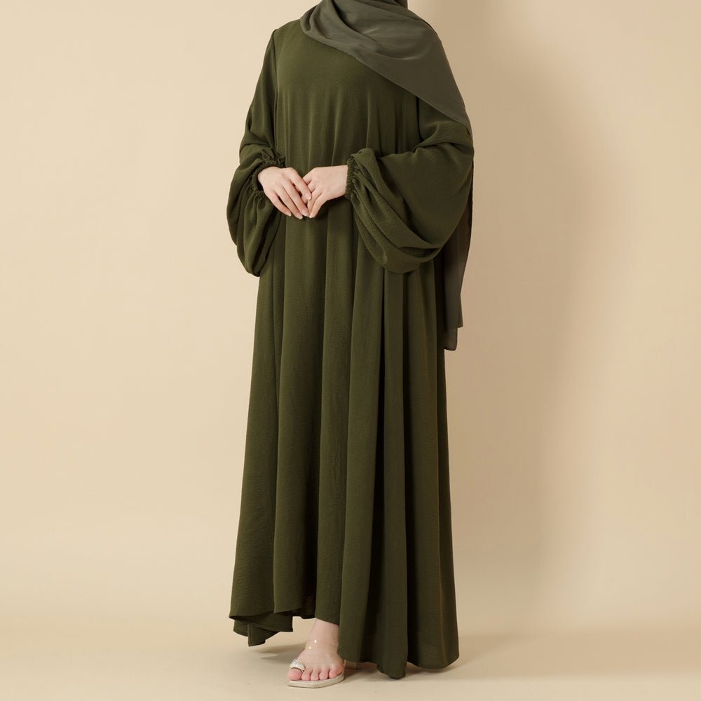 Mariam's Collection Relaxed Fit Lantern Sleeves Crepe Abaya (MA190) — main product shot