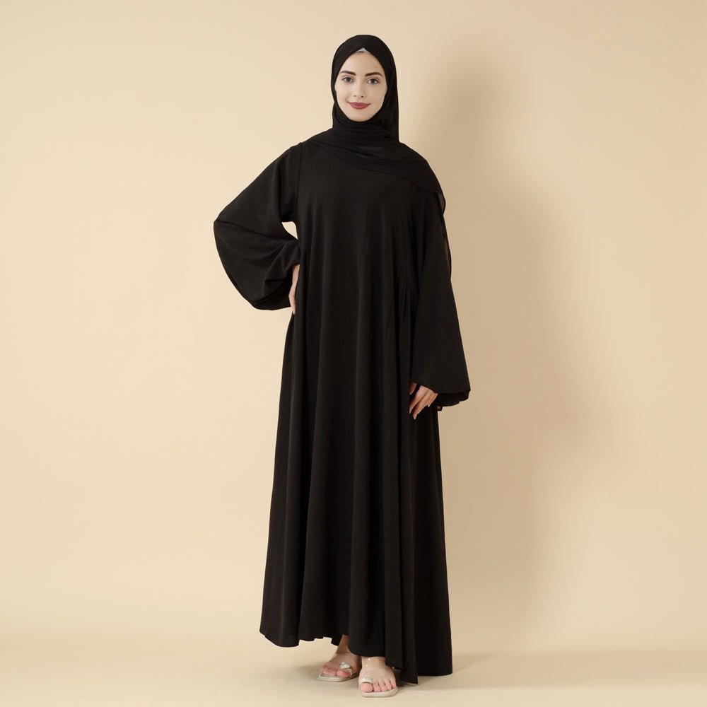 Mariam's Collection Relaxed Fit Lantern Sleeves Crepe Abaya (MA190) — lifestyle context