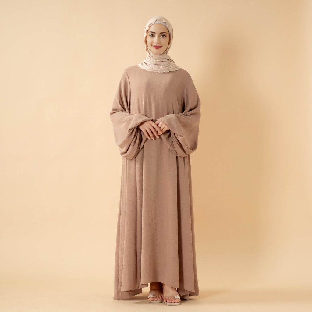 Mariam's Collection Relaxed Fit Lantern Sleeves Crepe Abaya (MA190) — comparison shot