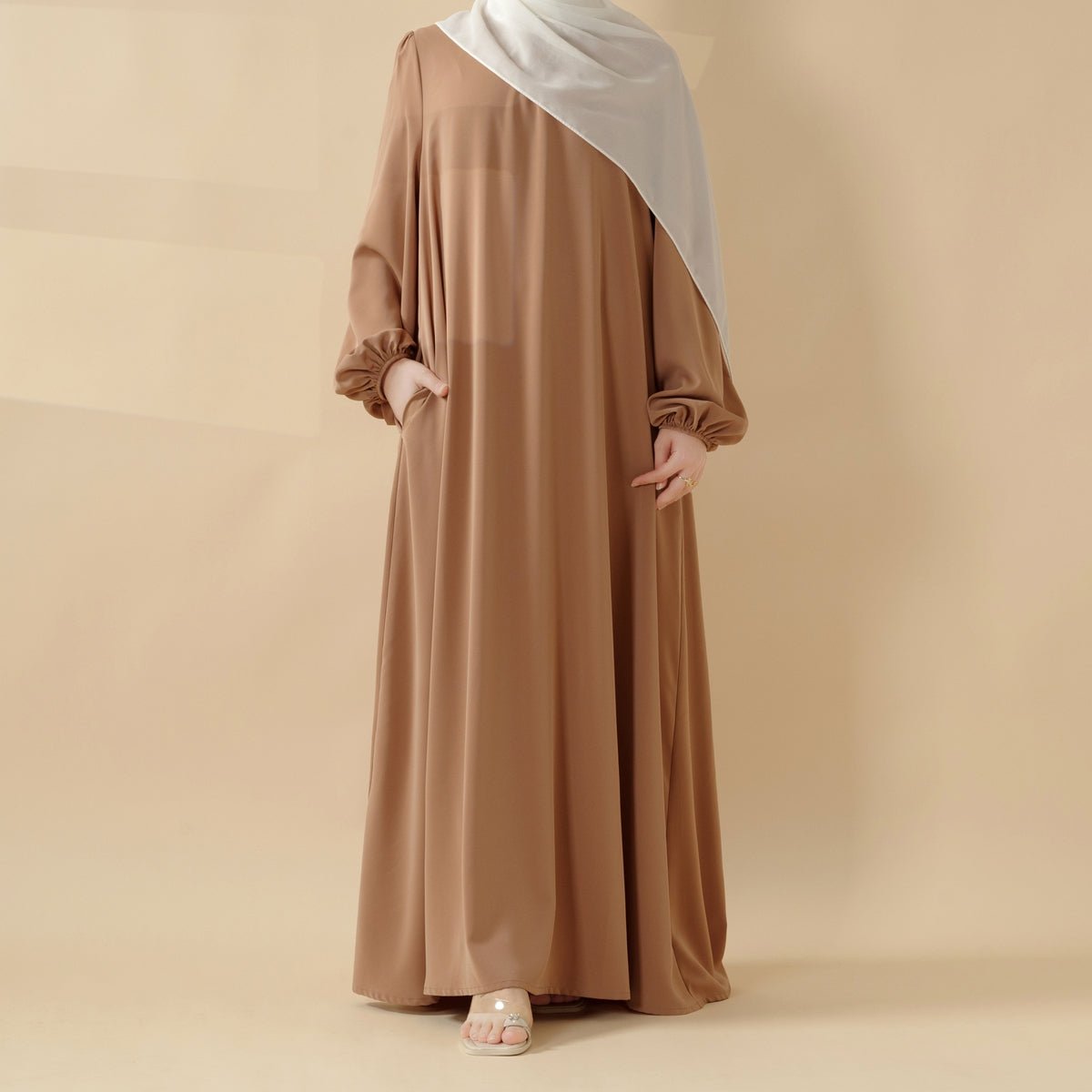 Mariam's Collection Candy Color Pleated Abaya | Must-have Essential Basic Dress (MA142) — back view
