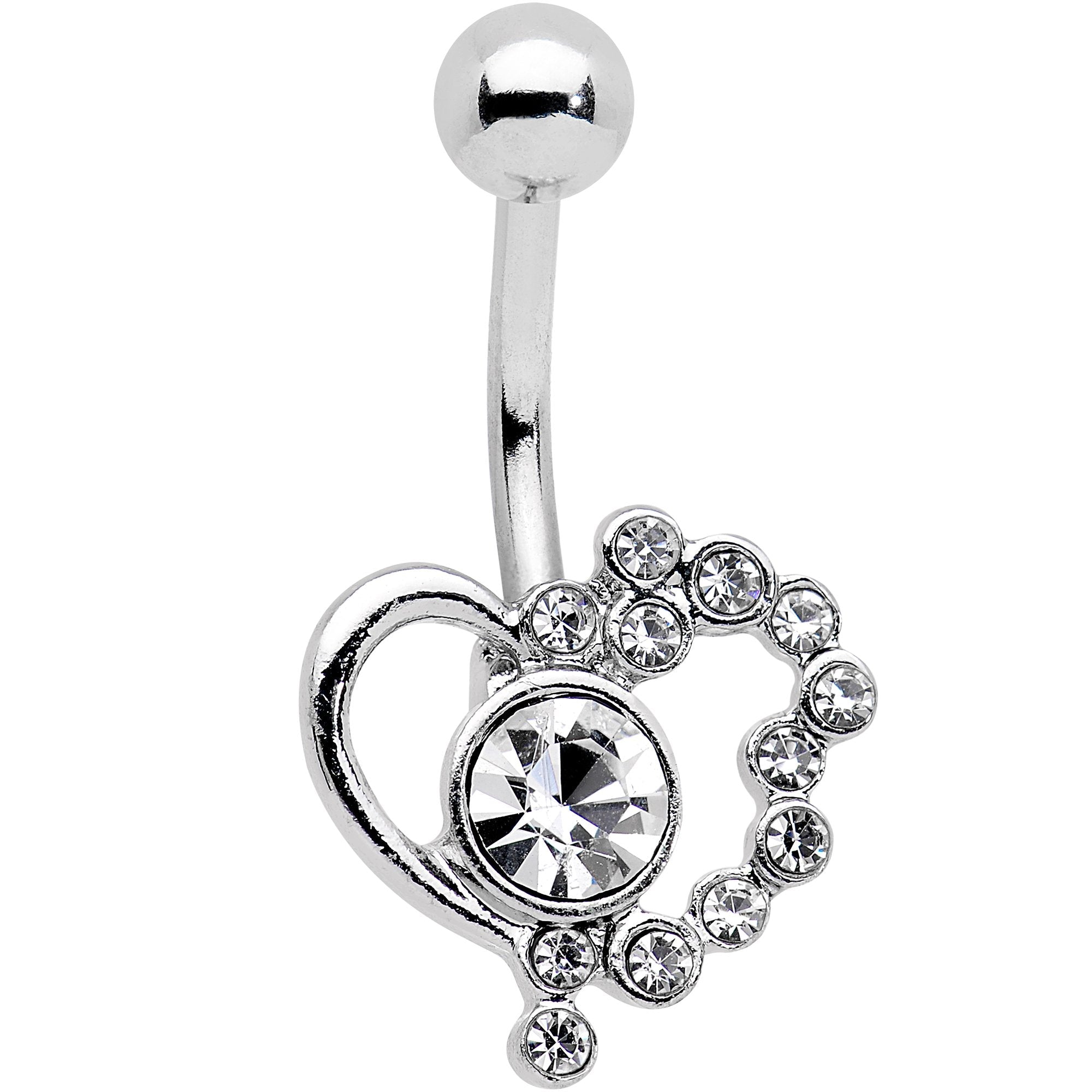 BodyCandy Clear Gem Funky Valentines Day Heart Belly Ring — main product shot