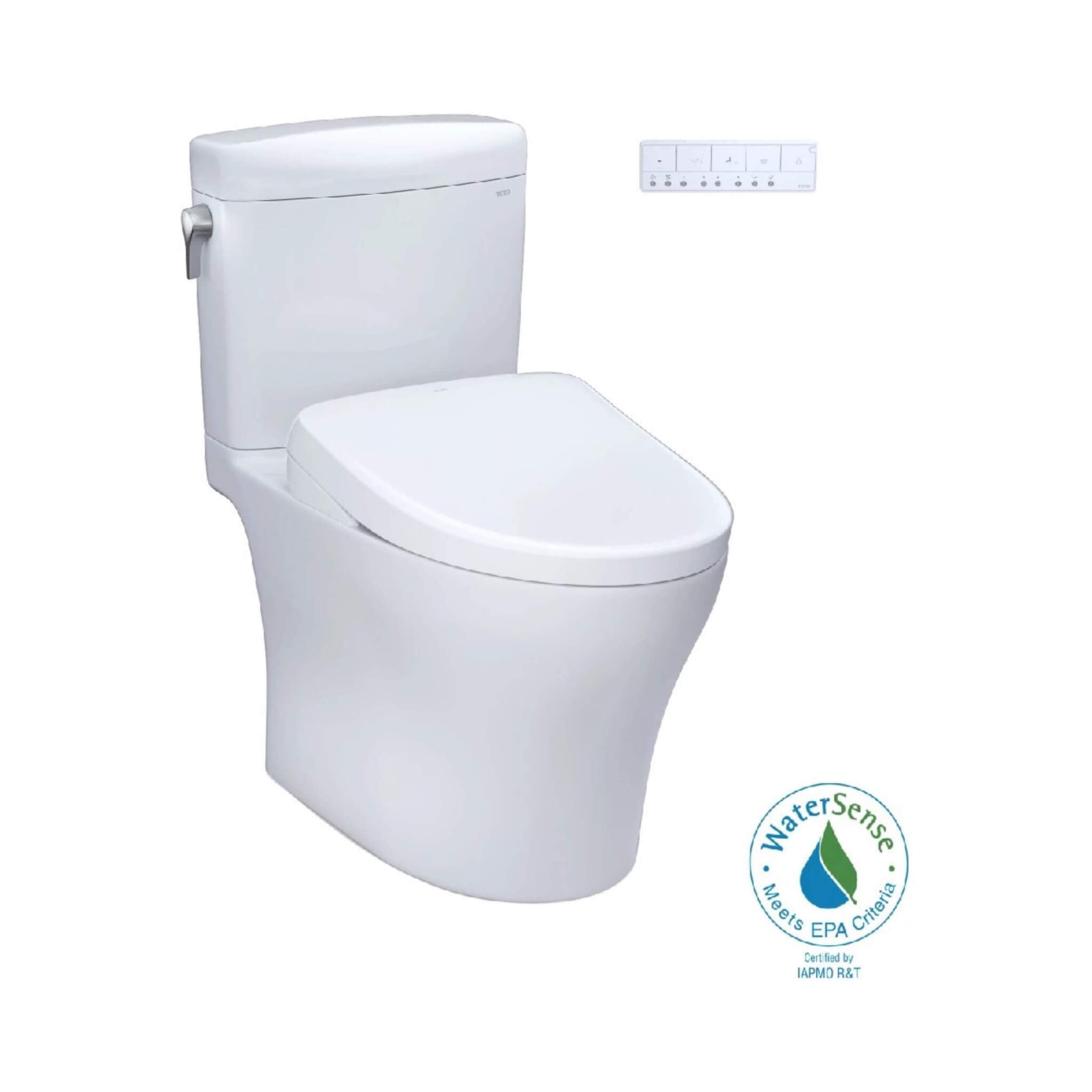 [MW4364736CEMFGN#01] TOTO Aquia IV Cube 1.28 GPF And 0.9 GPF Dynamax Tornado Flush Toilet With Washlet S7A Bidet Seat (SAK742