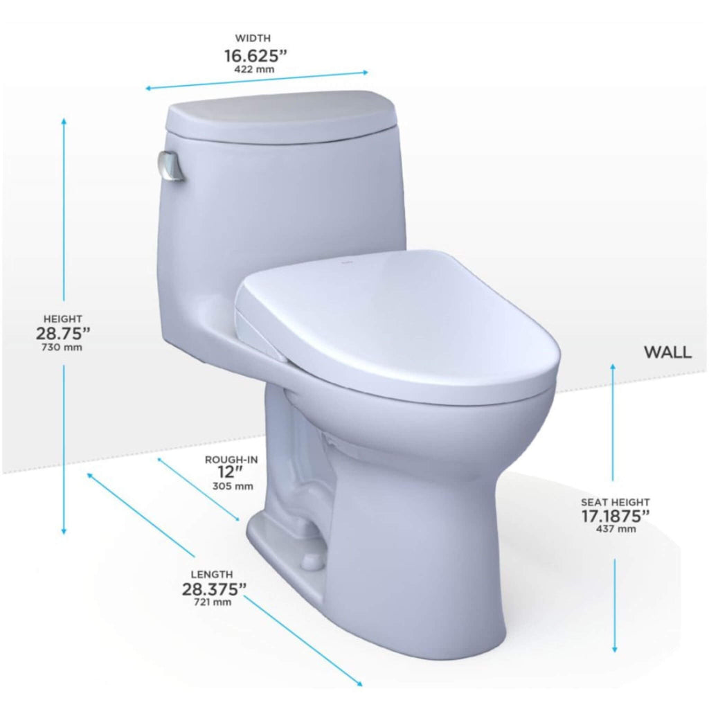 [MW6044726CEFG#01] TOTO Ultramax II 1.28 GPF One Piece Elongated Chair Height With Washlet S7 Bidet Seat Soft Close (SAK15913
