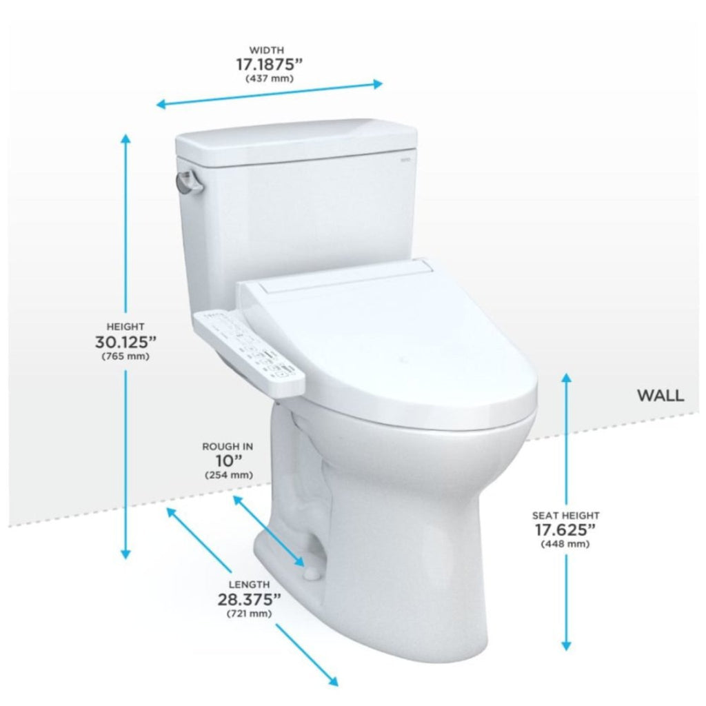 [MW7763074CEFG.10#01] TOTO Drake 1.28 GPF With Washlet C2 Elongated Bidet Toilet And 10" Rough In (SAK73915) – SAKSBY WHOLESA