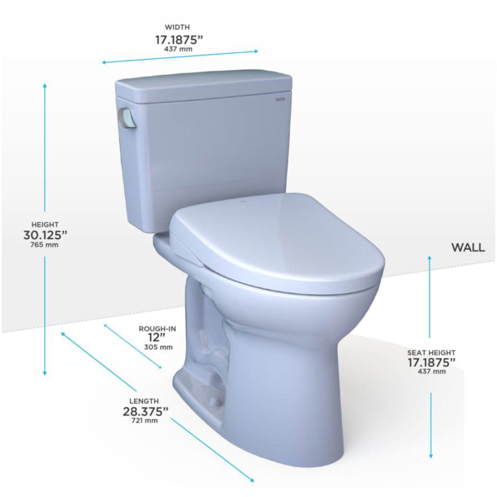 [MW7764726CSFG#01] TOTO Drake 1.6 GPF Elongated Chair Height Toilet With Washlet S7 Heated Bidet Seat And Night Light (SAK568
