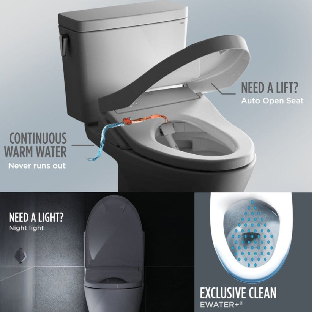 [MW7764736CSFG#01] TOTO Drake 1.6 GPF Elongated Chair Height Toilet W/ Washlet S7A Auto Bidet Seat & EWater+ Technology (SAK5