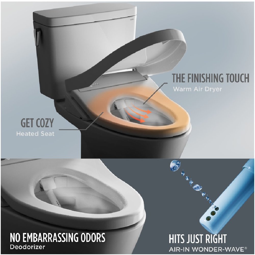 [MW7764736CSFGA#01] TOTO Drake 1.6 GPF Elongated Toilet With S7A Auto Open Bidet Seat And EWater (SAK15280) – SAKSBY WHOLESAL