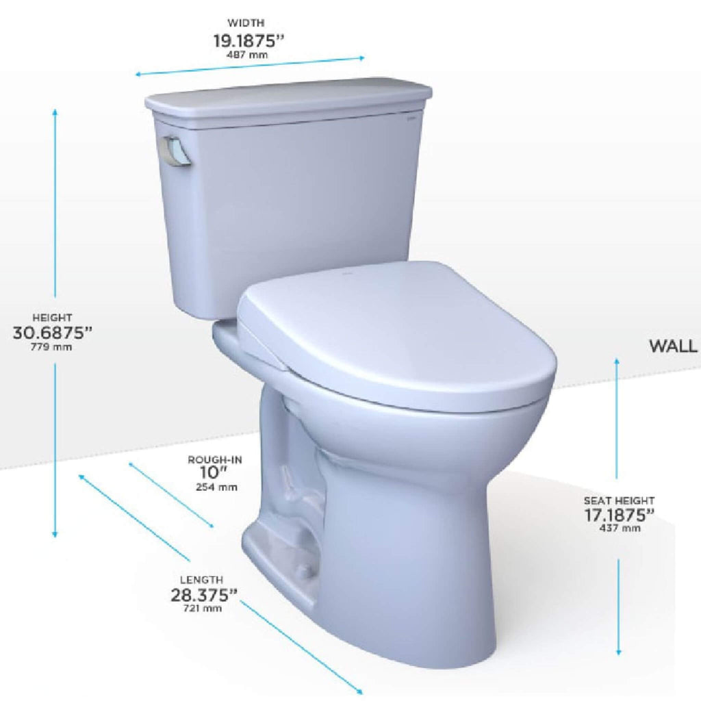 [MW7864736CEFG.10#01] TOTO Drake Washlet S7A Open Bidet Seat And 1.28 GPF Universal Height Toilet With Warm Air Dryer (SAK946
