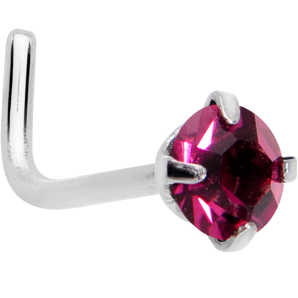 BodyCandy 20G 1/4 Purple 3mm CZ Gem Steel L-Shape Nose Ring — main product shot