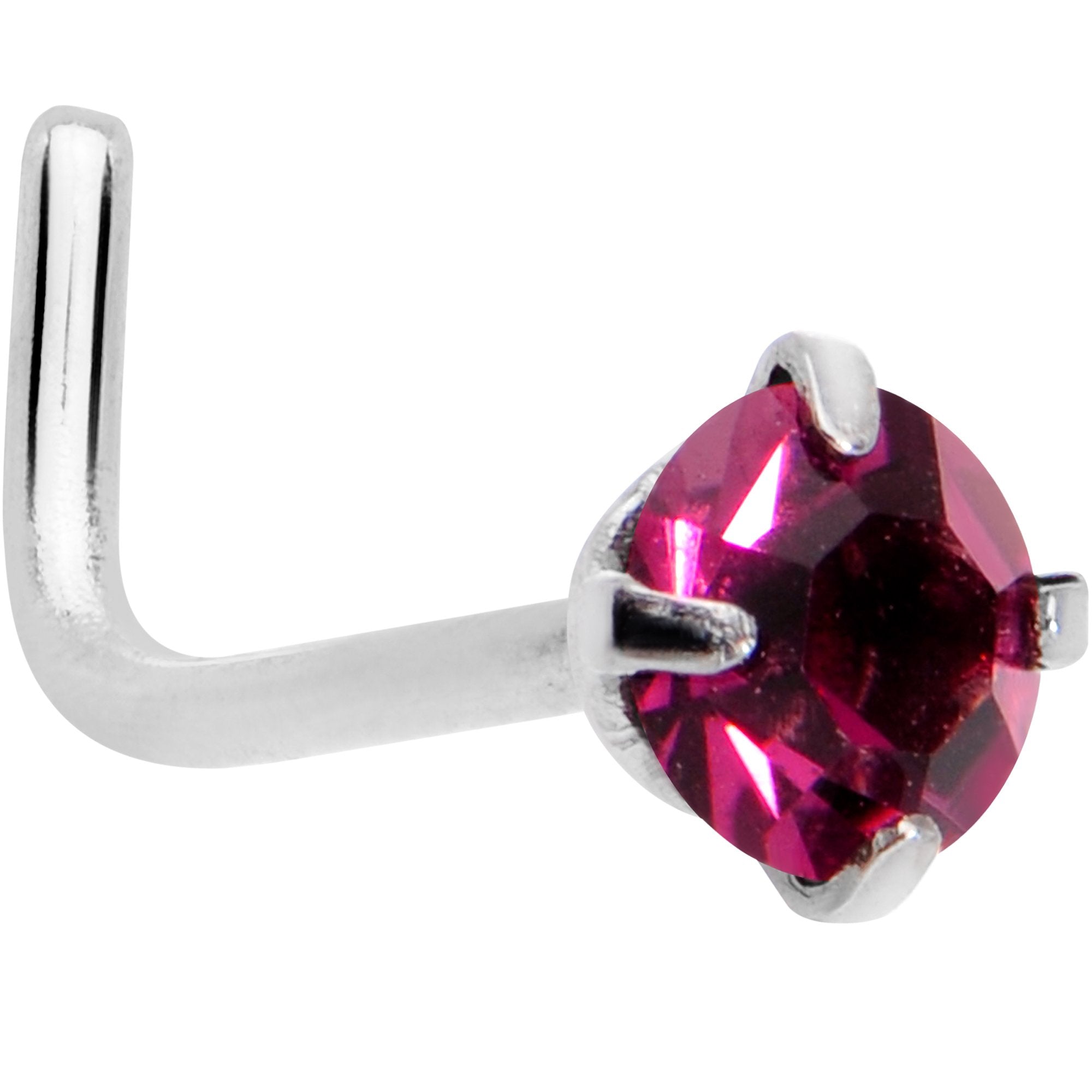 BodyCandy 20G 1/4 Purple 3mm CZ Gem Steel L-Shape Nose Ring — main product shot
