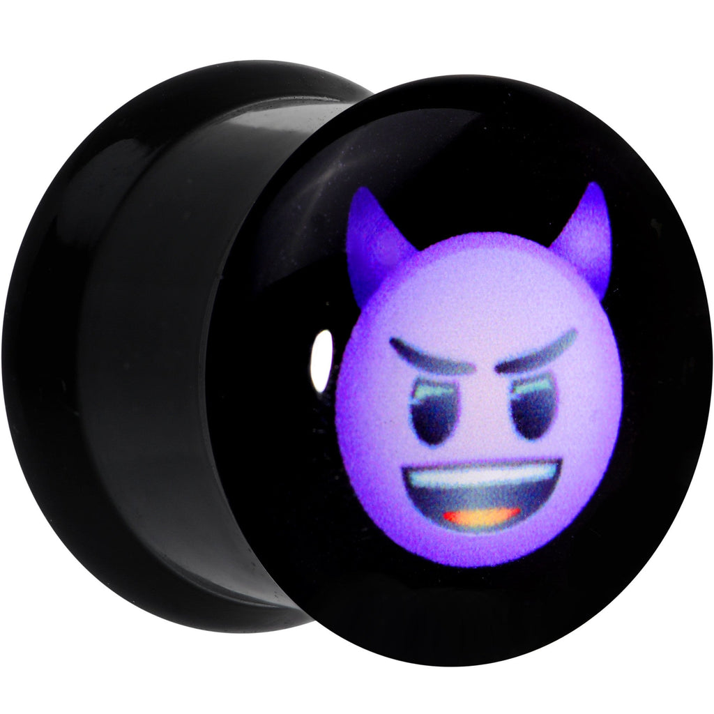 BodyCandy 1/2 Licensed Purple Devil emoji Acrylic Double Flare Plug Set — Purple detail