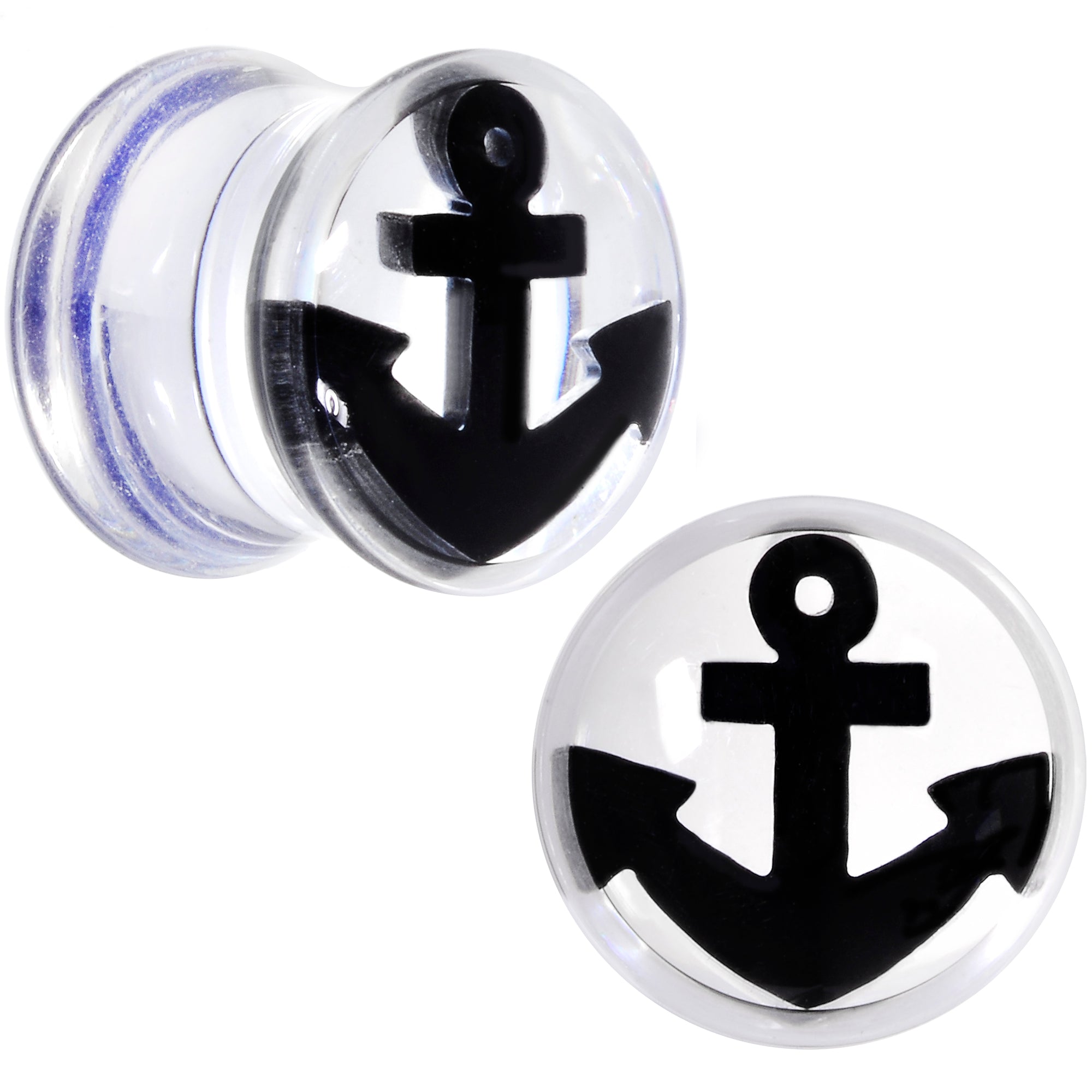 BodyCandy Clear Acrylic Black Anchor Saddle Plug Set 6mm to 20mm — alternative angle