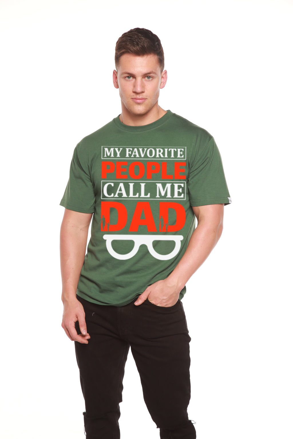 Spun Bamboo My Favorite People Call Me Dad Men's Bamboo Viscose/Organic Cotton Short Sleeve Graphic T-Shirt — in-use photo