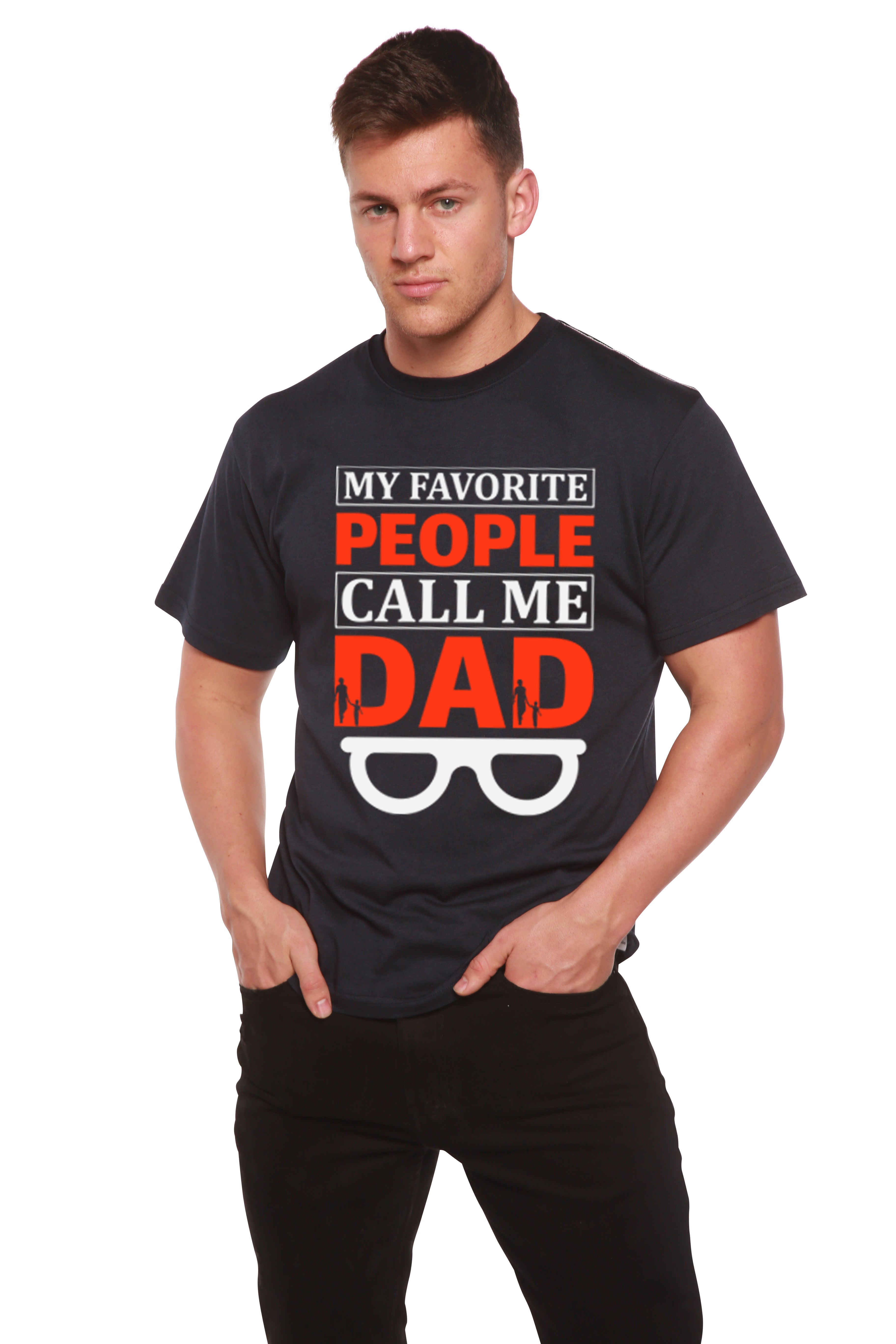 Spun Bamboo My Favorite People Call Me Dad Men's Bamboo Viscose/Organic Cotton Short Sleeve Graphic T-Shirt — detail close-up