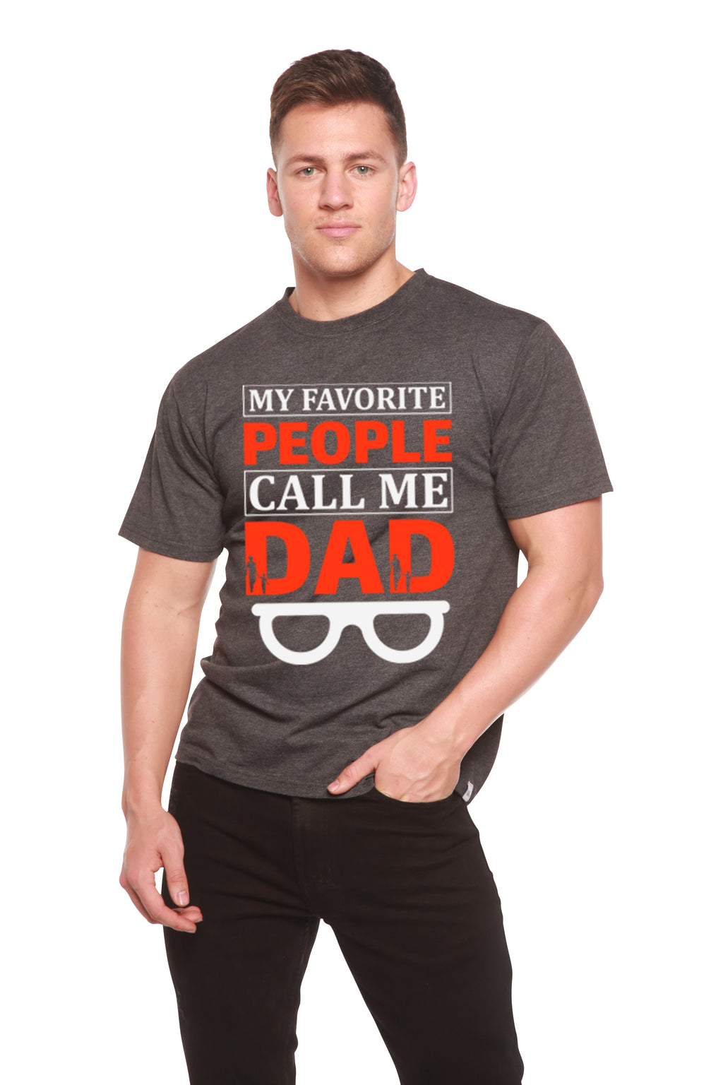 Spun Bamboo My Favorite People Call Me Dad Men's Bamboo Viscose/Organic Cotton Short Sleeve Graphic T-Shirt — back view