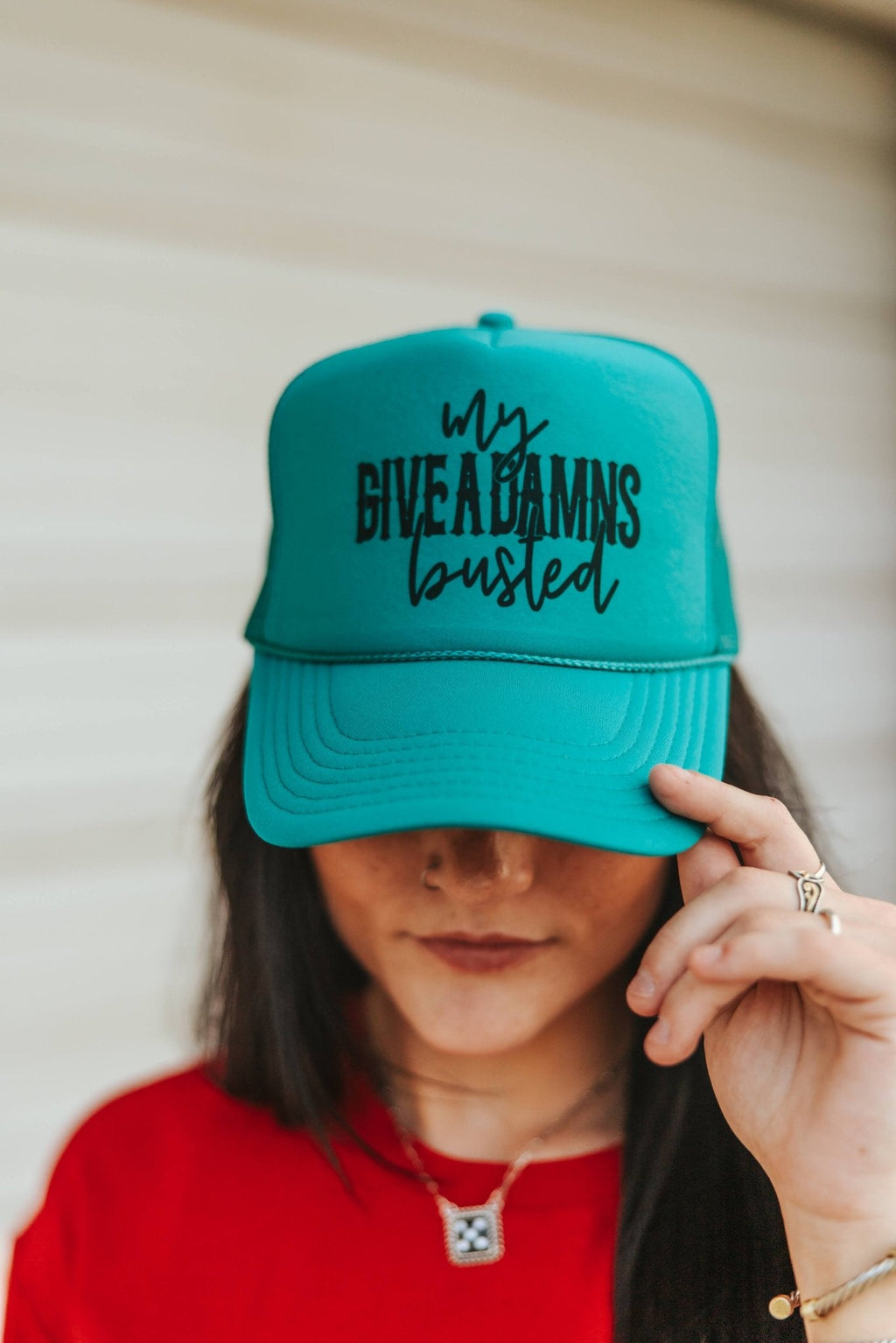Wild Junkie My Give A Damns Busted Trucker Hat — detail close-up