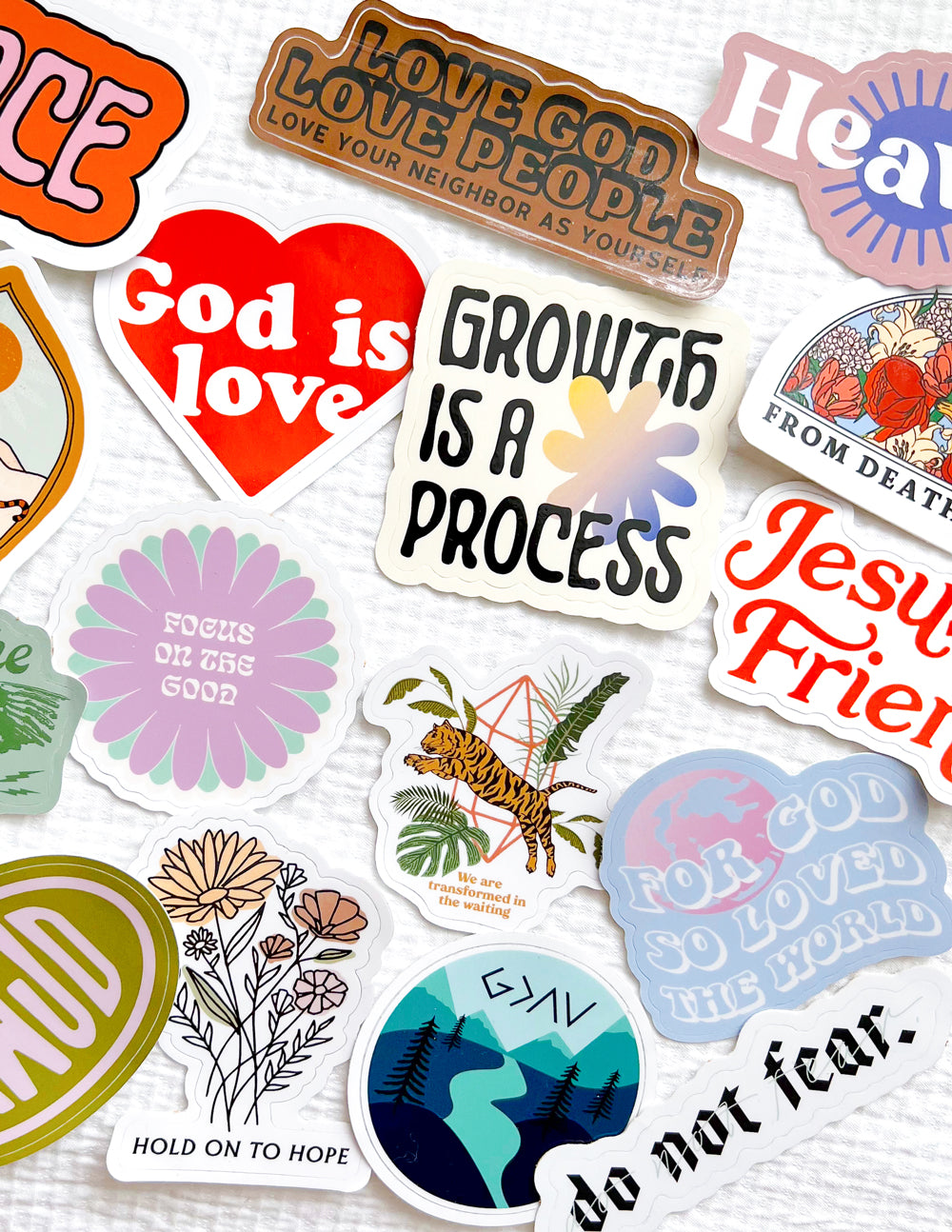 Elevated Faith Mystery Sticker 4-Pack — back view
