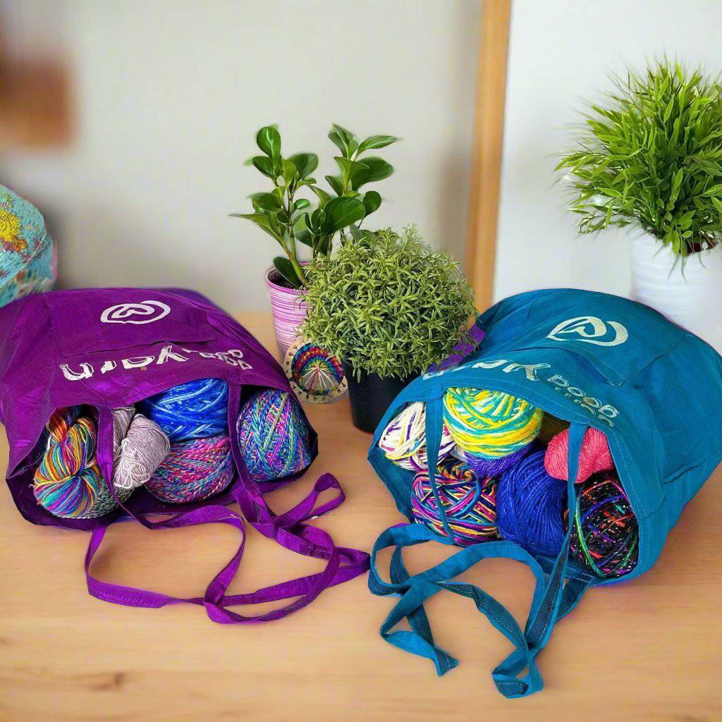 Darn Good Yarn Mystery Yarn Grab Bag — Darn Good Yarn branding close-up