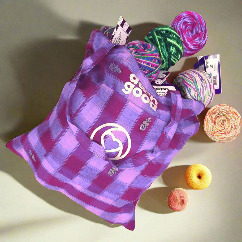 Darn Good Yarn Mystery Yarn Grab Bag — lifestyle worn / used context