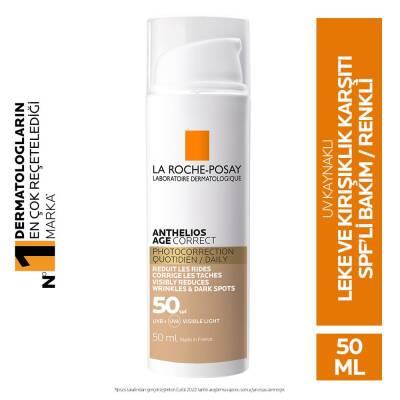 La Roche Posay Anthelios Age Correct Daily Tinted Cream SPF50+ - Tinted Sunscreen Cream for Anti-Aging & Sensitive Skin