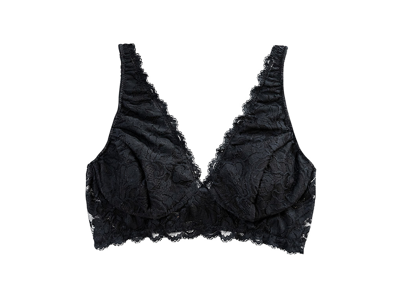 Everviolet Vela Wireless Bra, Black — detail close-up