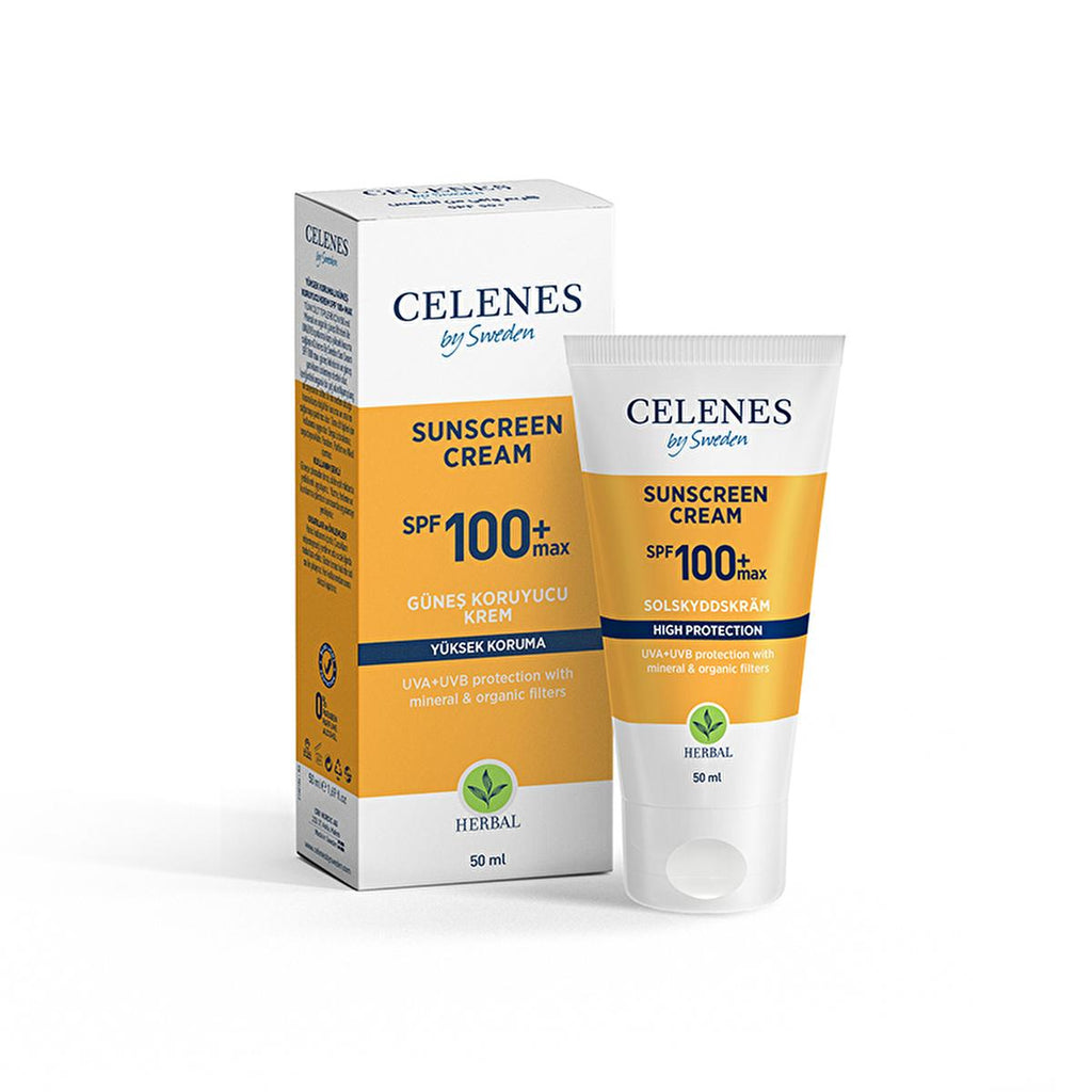 Celenes Herbal Sunscreen SPF 100+ Max: Ultimate UVA/UVB Protection, Mineral & Organic Filters, Fragrance-Free, Sun Damage Repair Cream