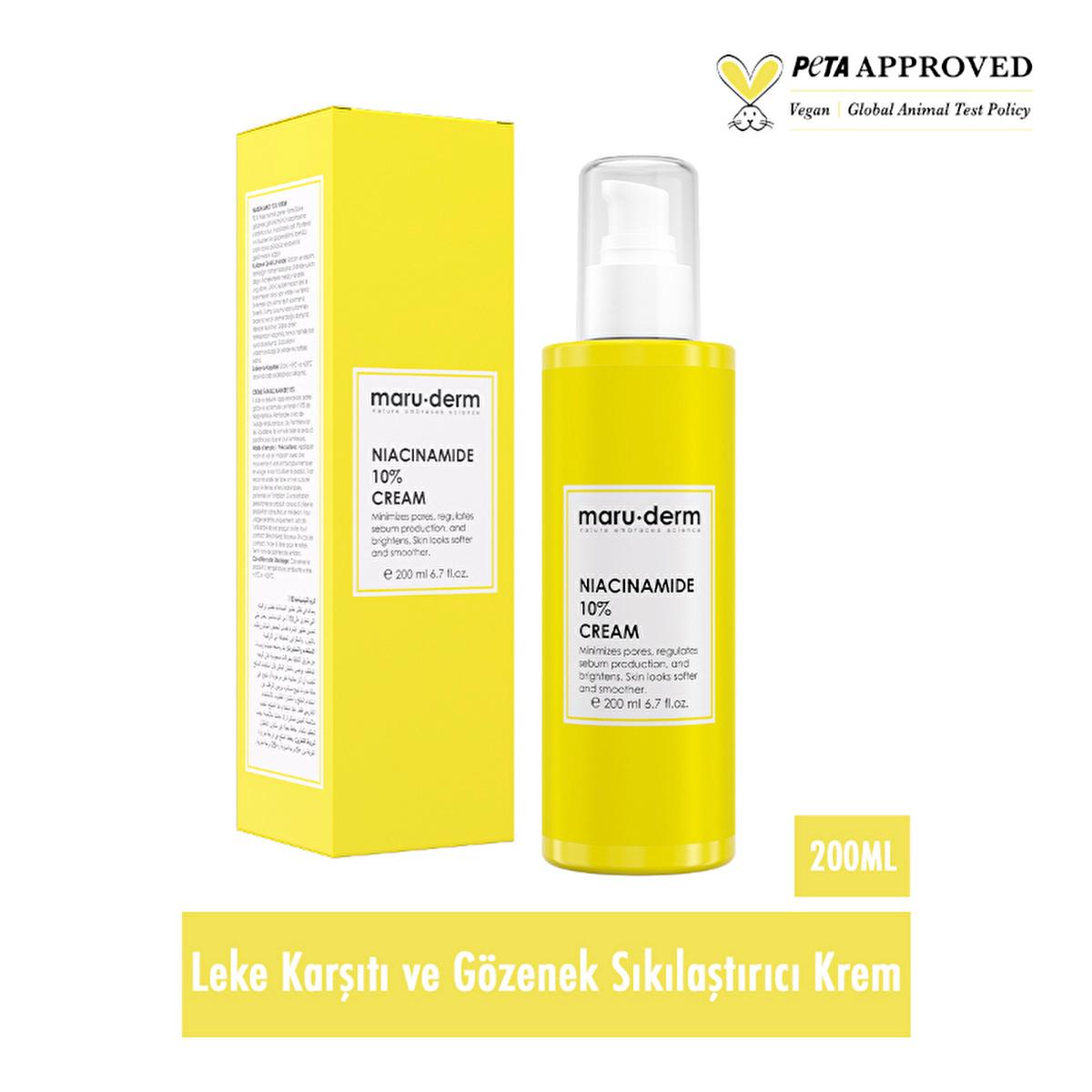 Maruderm Niacinamide 10% Face Cream: Pore Minimizing, Sebum Control, Brightening, Hyaluronic Acid - Paraben & Fragrance Free