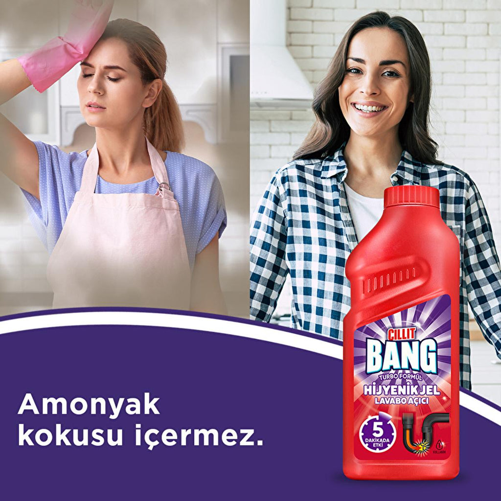 Cillit Bang Drain Cleaner Gel - Effective Clogged Drain Solution for Homeowners, Ammonia-Free, 16.91 fl oz