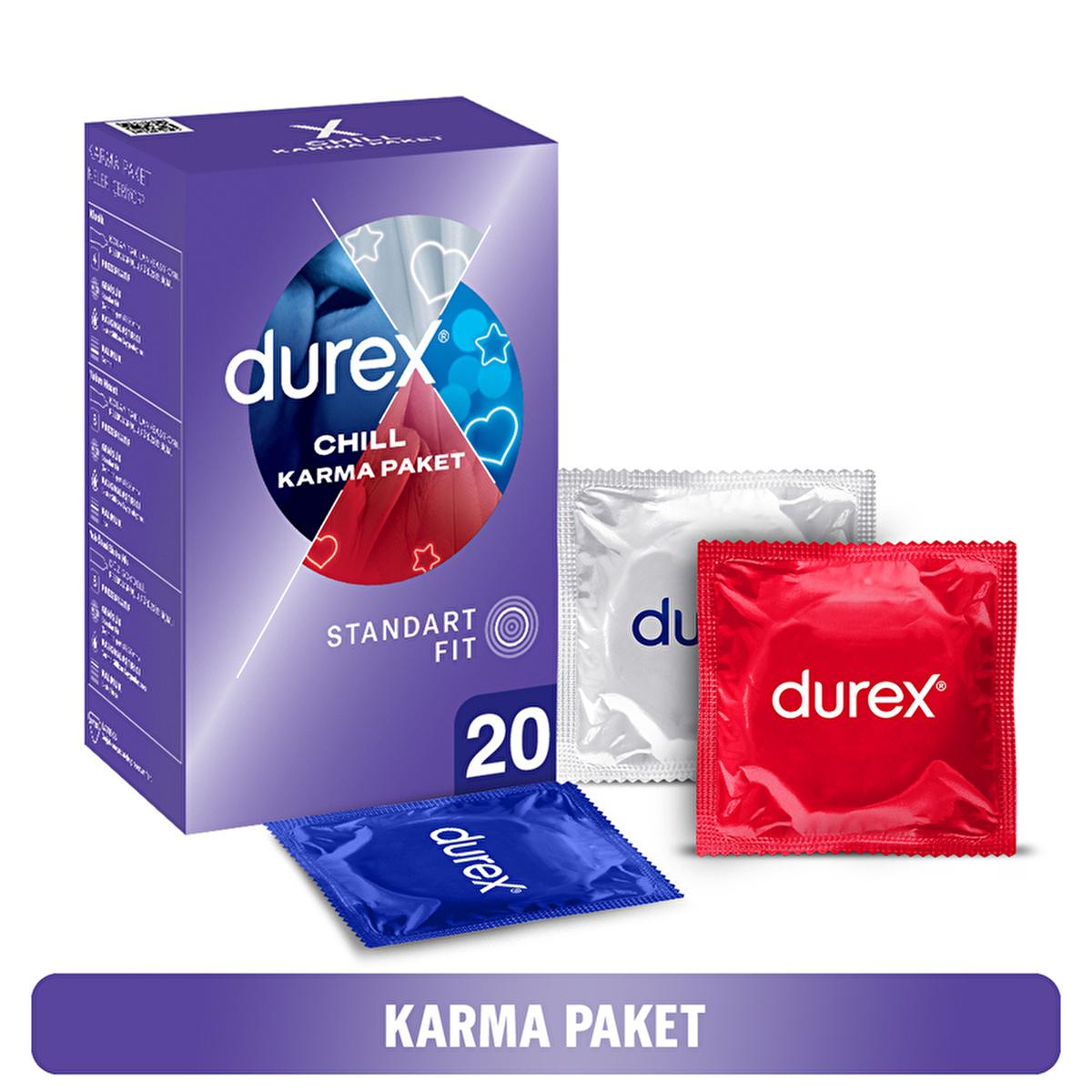 Durex Chill Condoms 20 Pack - Sensual Latex Condoms for Enhanced Intimacy & Contraception