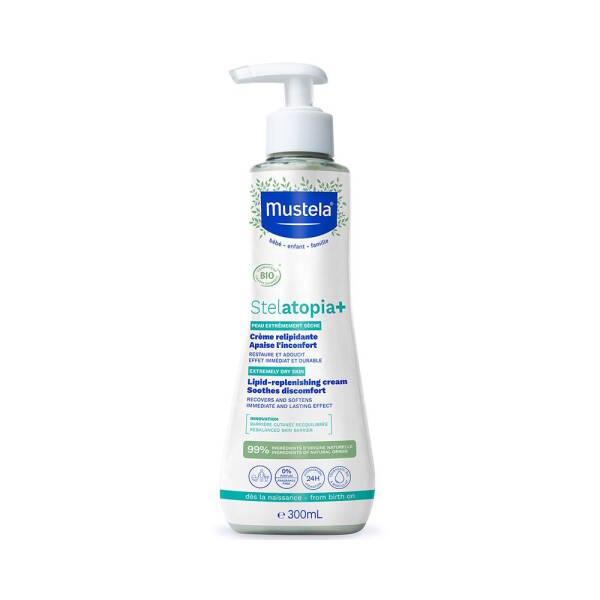 Mustela Stelatopia Lipid Replenishing Cream for Dry Skin - Natural, Vegan, and Fragrance-Free Moisturizer for Babies and Adults