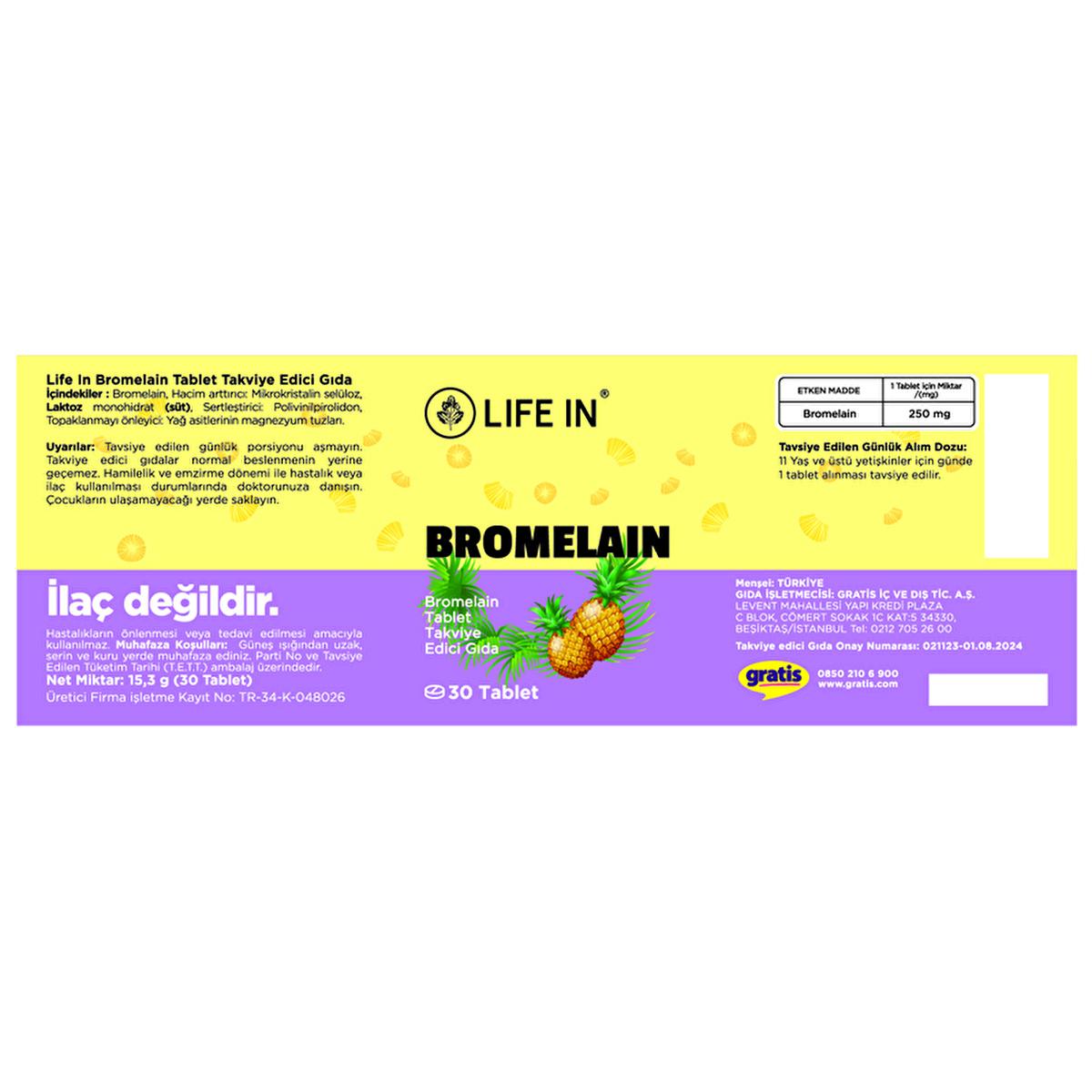 Life In Bromealin - Bromelain Supplement for Digestive Health, 30 Tablets