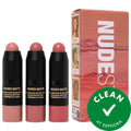 Huda Beauty Mini Pink Nude Blush 3 PC Kit - Vegan, Gluten-Free, Cruelty-Free Makeup Set for Natural to Bold Looks